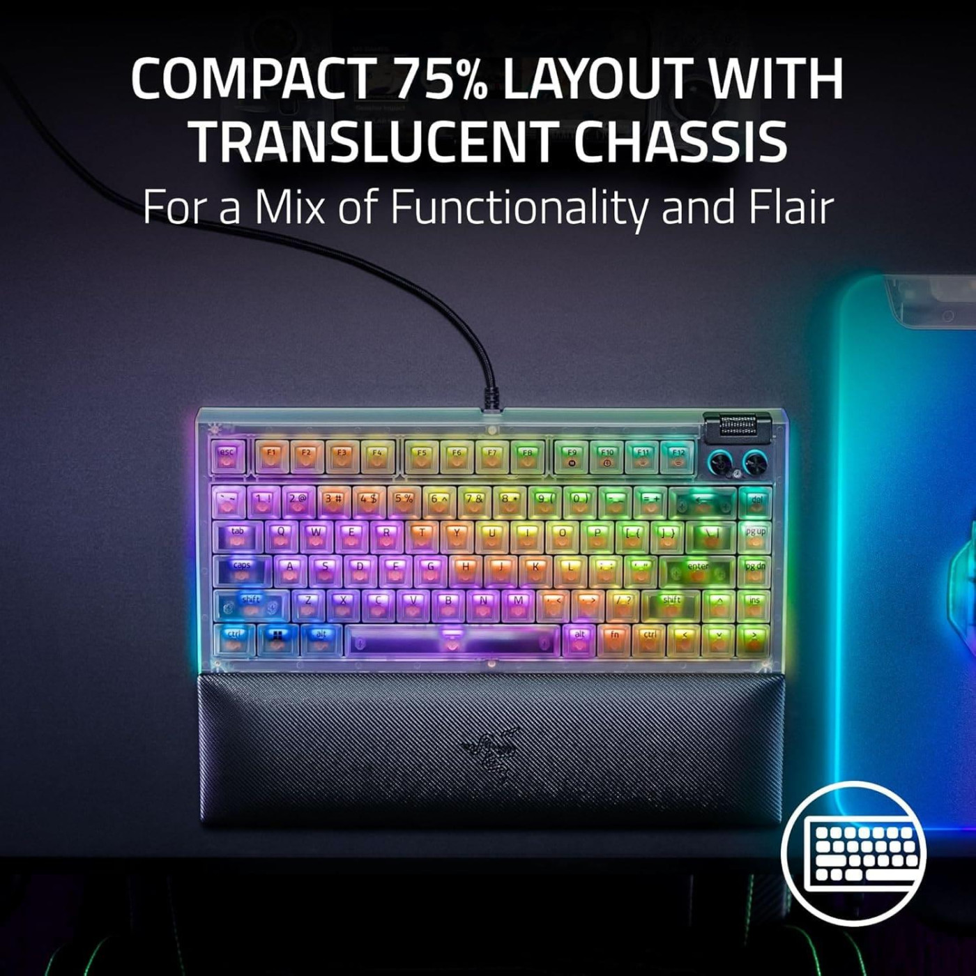 Клавіатура Razer BlackWidow V4 75% Compact Phantom White (RZ03-05003500-R3M1)
