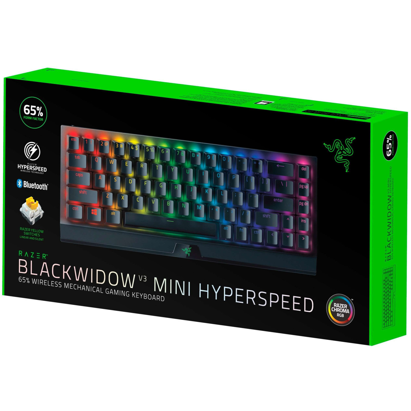 Клавіатура Razer BlackWidow V3 Mini Hyperspeed Yellow Wireless Black (RZ03-03890700-R3R1)