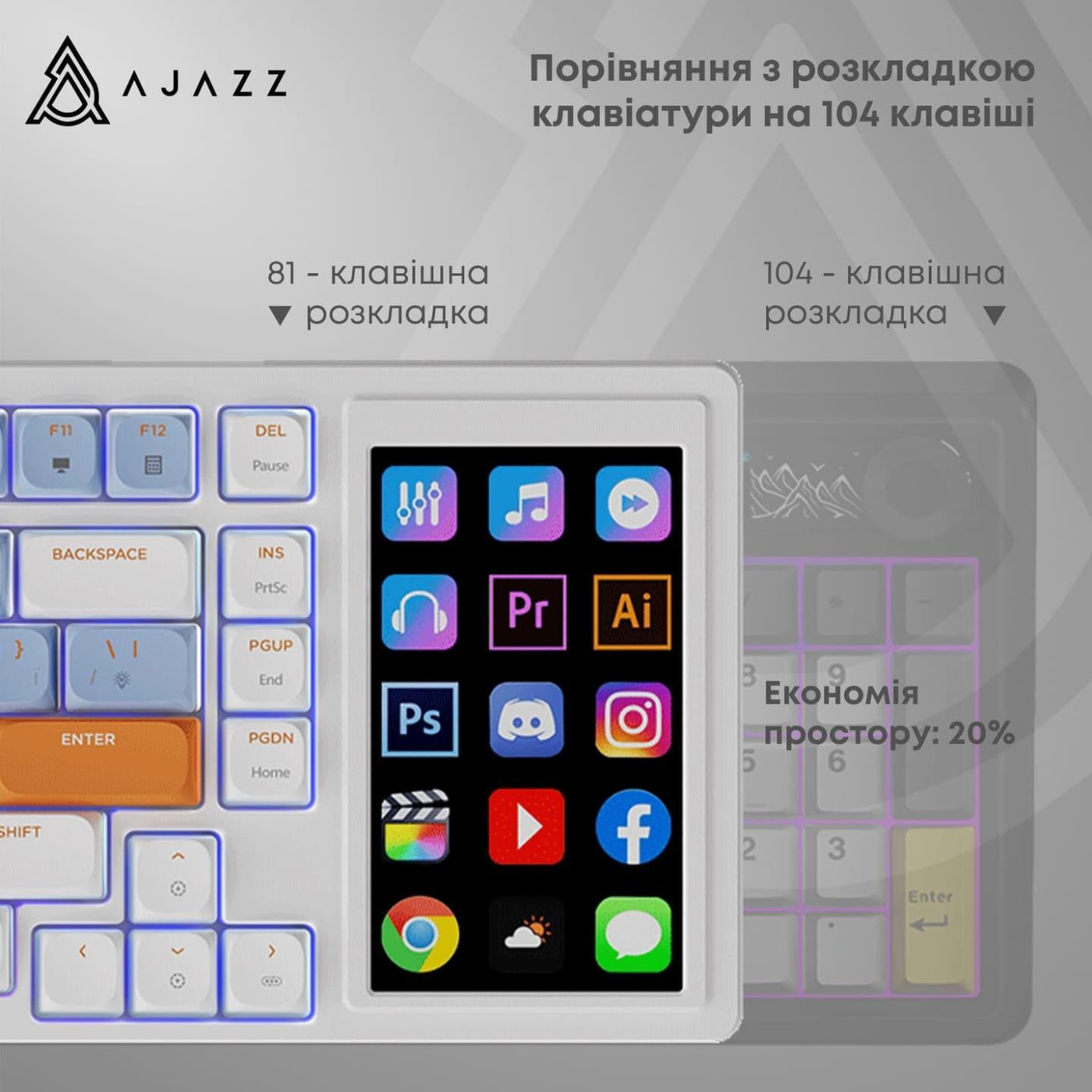 Клавіатура Ajazz AKP815 Red Switch RGB with 4.95