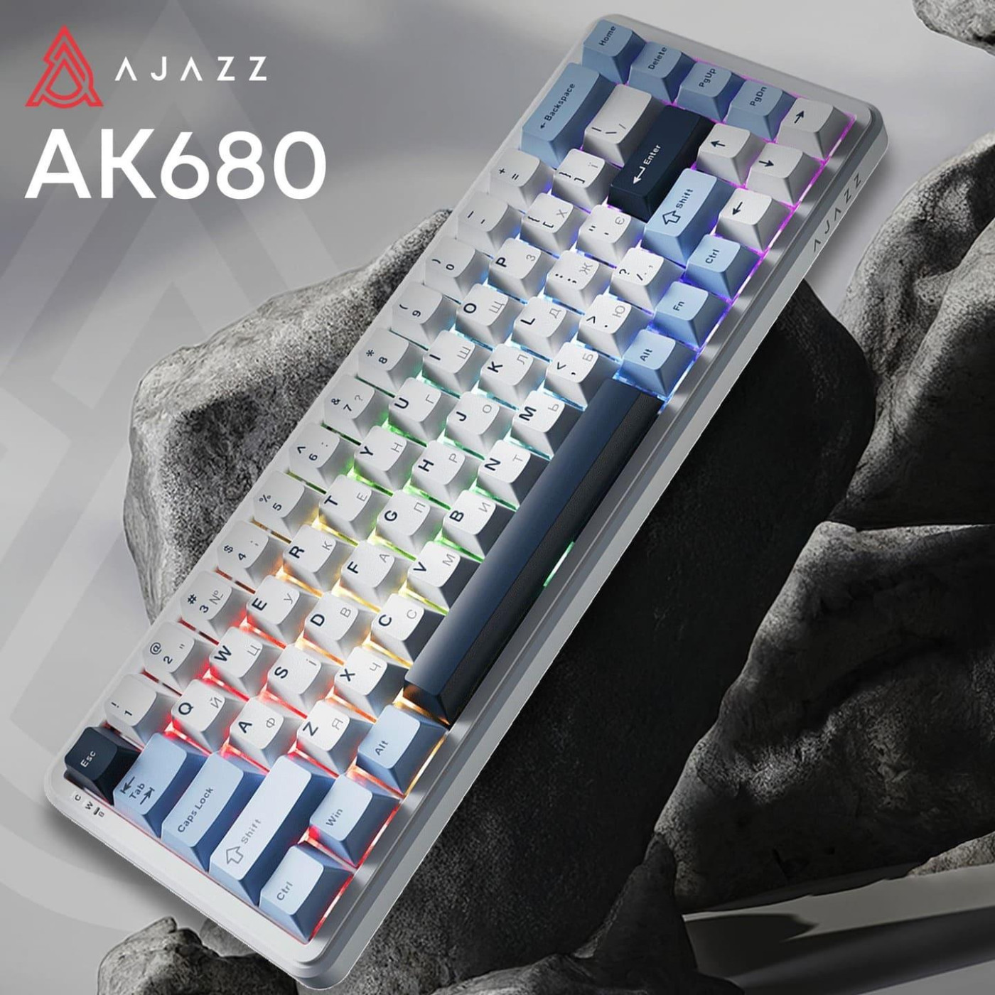 Клавіатура Ajazz AK680 MAX (8+8K) Magnetic Switch Blue White Dark Blue Keycaps (AK680-M-BWD-A)
