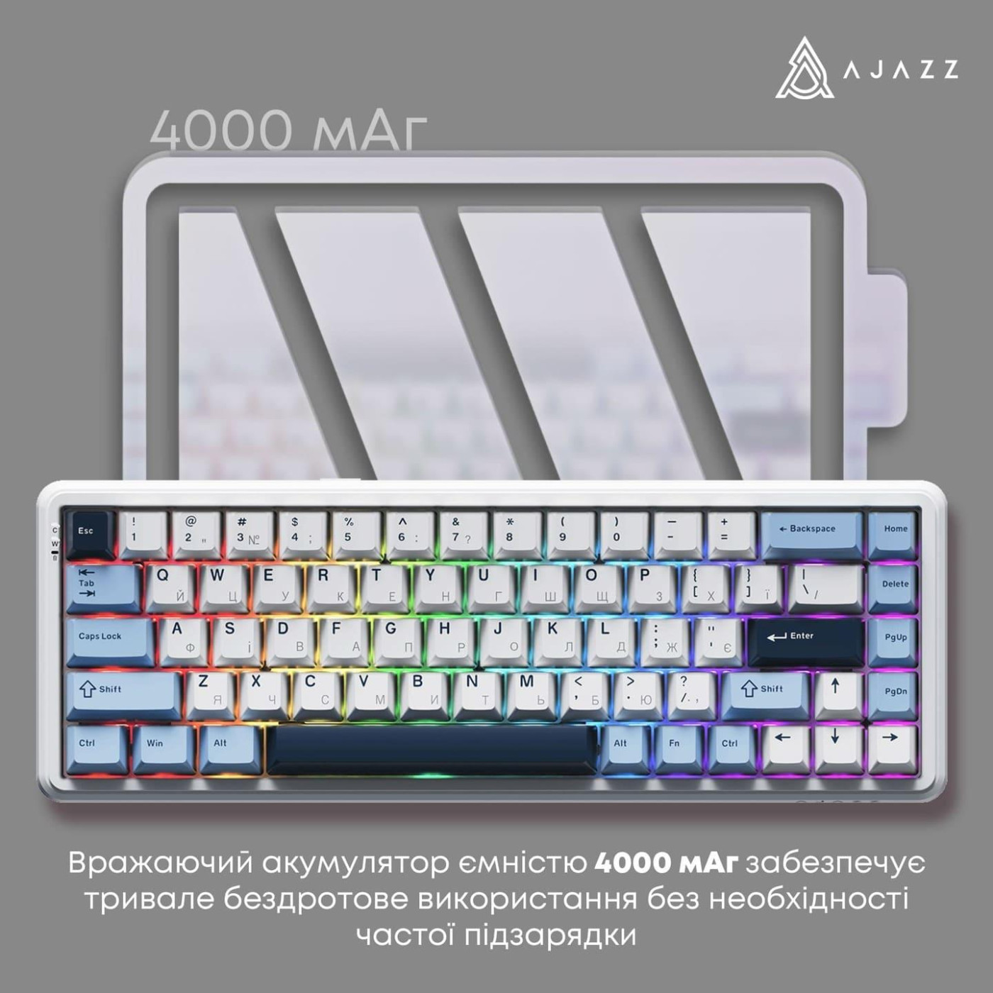 Клавіатура Ajazz AK680 MAX (8+8K) Magnetic Switch Blue White Dark Blue Keycaps (AK680-M-BWD-A)