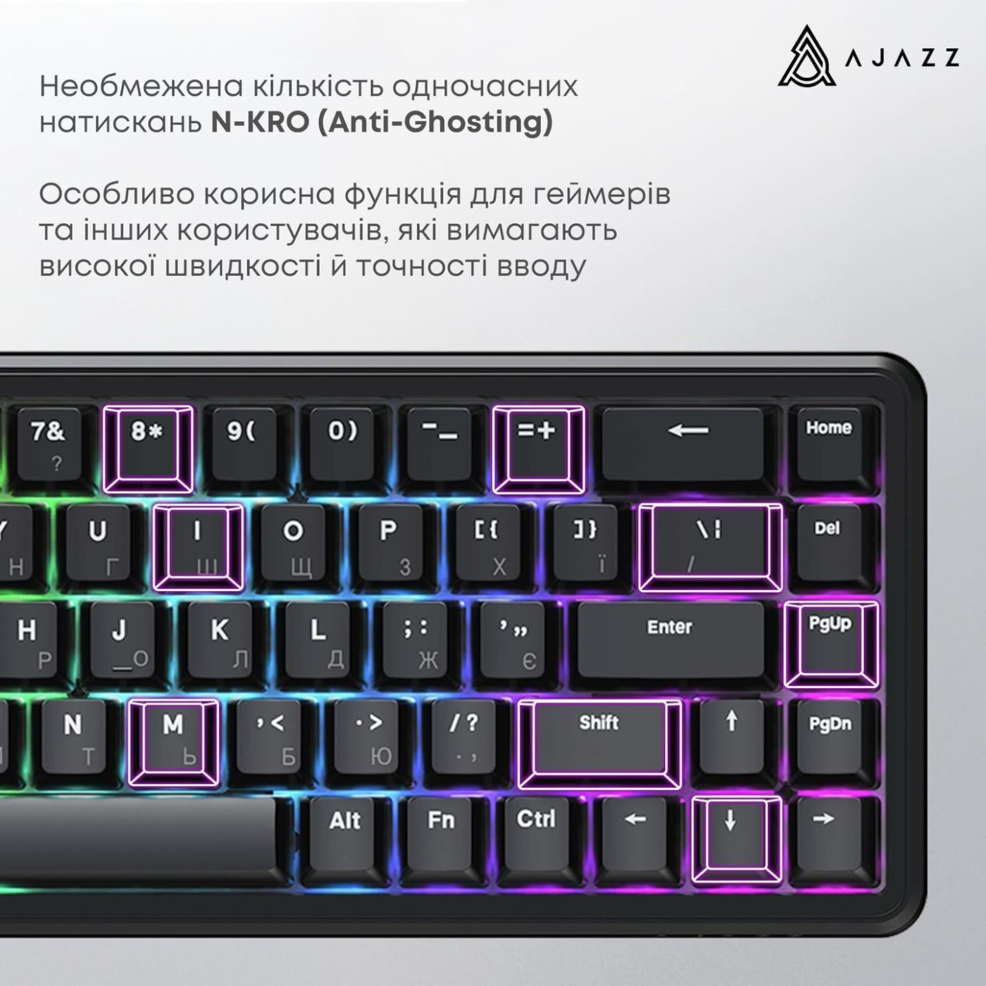 Клавіатура Ajazz AK680 MAX Magnetic Switch ABS Black Keycaps RGB Aluminum Positioning Pl (AK680-WM-B-A)