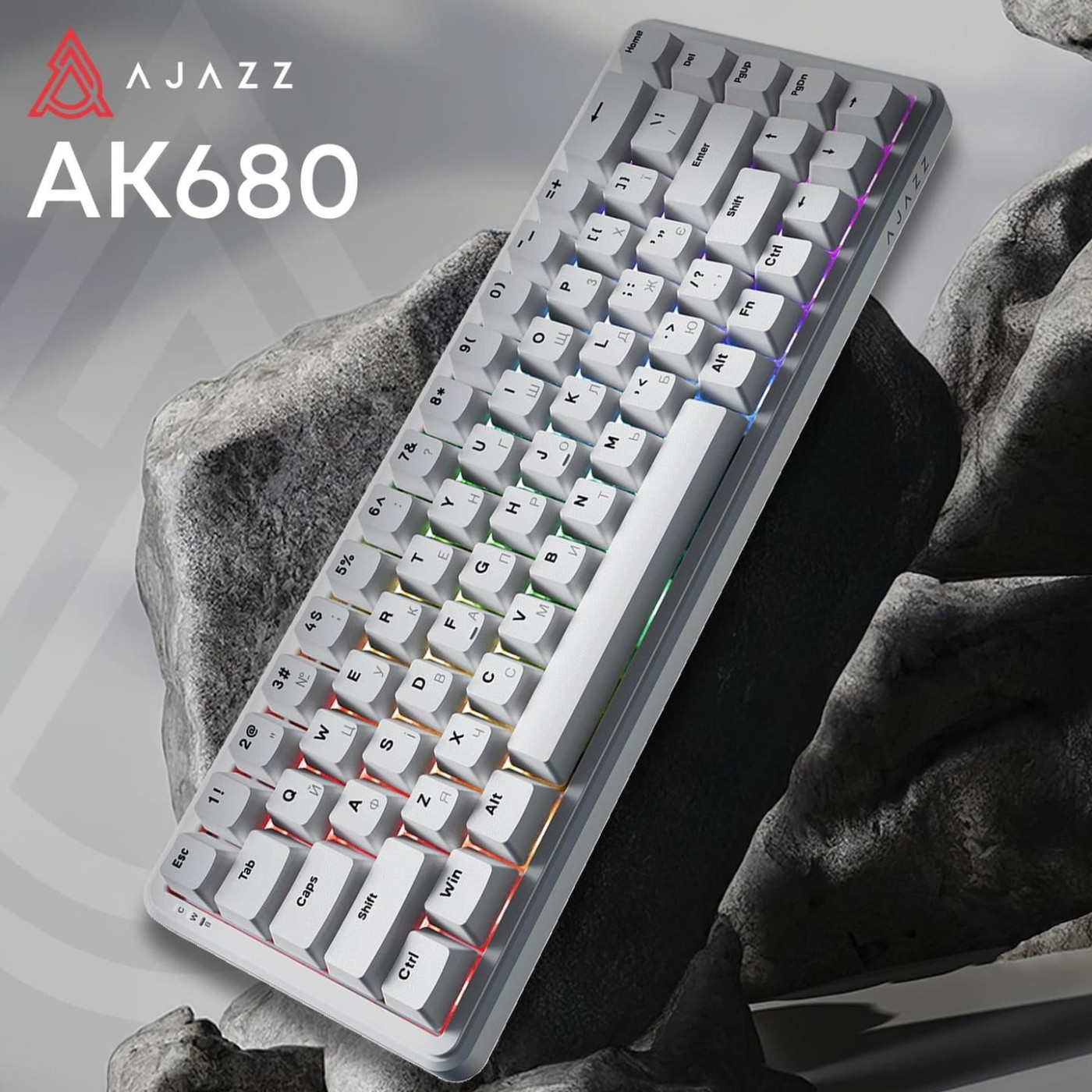 Клавіатура Ajazz AK680 MAX Magnetic Switch ABS White Keycaps RGB Aluminum Positioning Pl (AK680-WM-W-A)