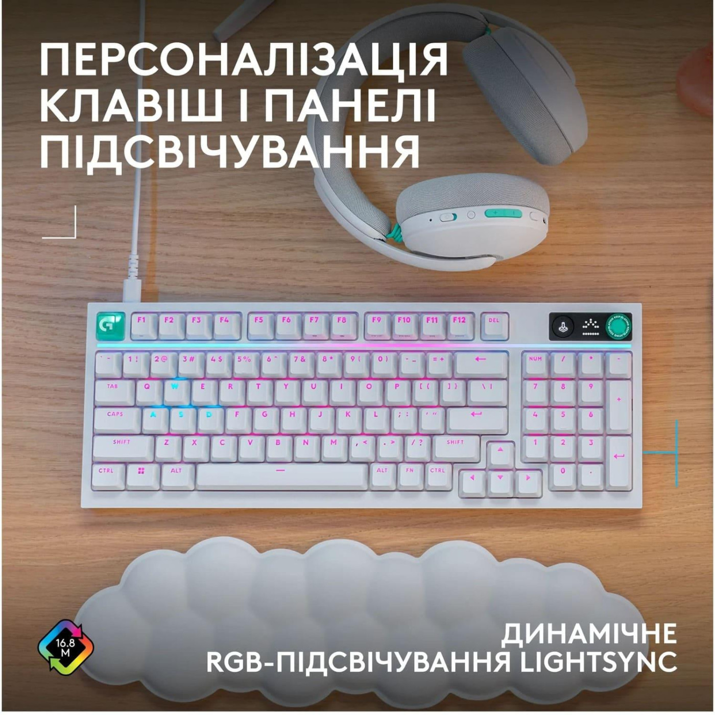 Клавіатура Logitech G316 X 98 Tactile Wired Gaming Keyboard UKR White (920-014231)
