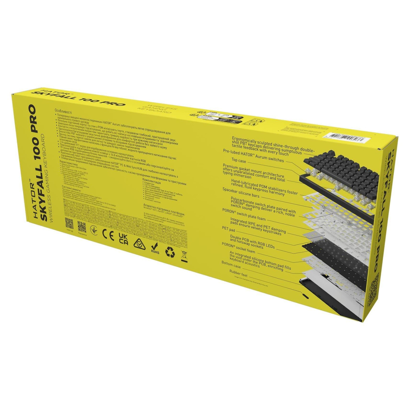 Клавіатура HATOR Skyfall 100 PRO Silent Switches Wireless Black (HTK4101UA)