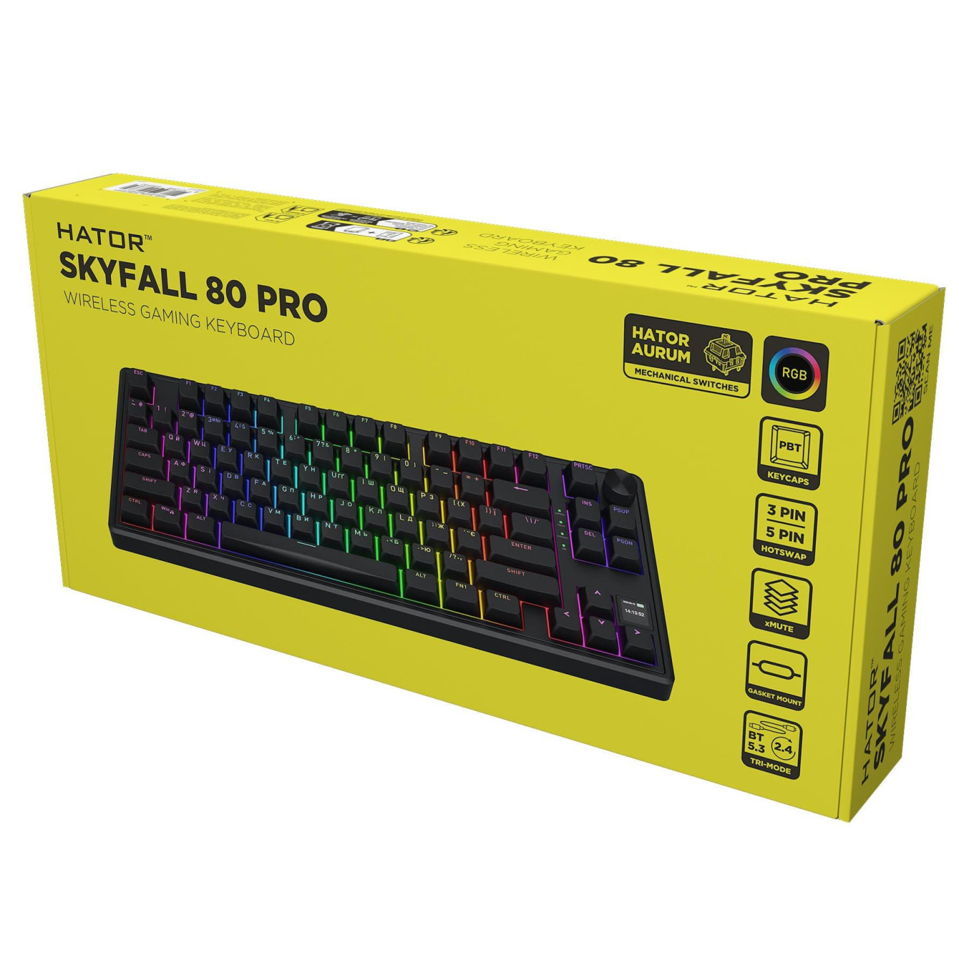 Клавіатура HATOR Skyfall 80 PRO Wireless Silent Switches Black (HTK4181UA)