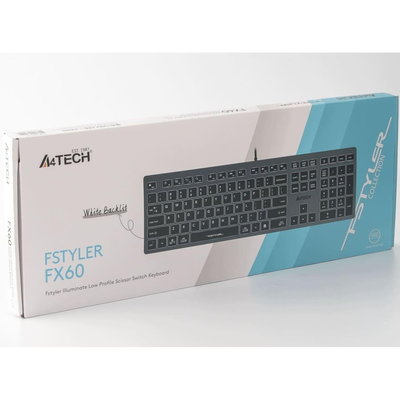 Клавіатура A4Tech Fstyler FX60 White Backlit USB Grey (FX60 USB (Grey) White backlit)