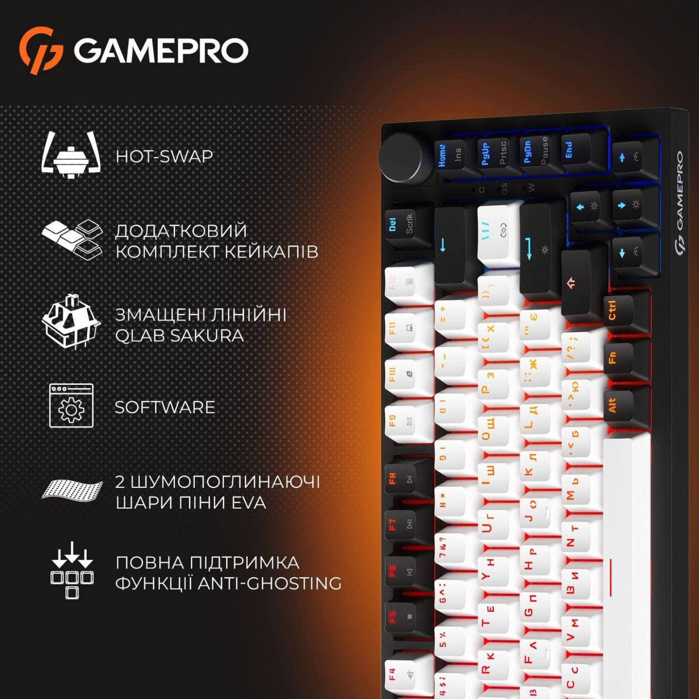 Клавіатура GamePro MK160 V2 Warden QLAB Sakura Black (MK160-V2-B-QS)