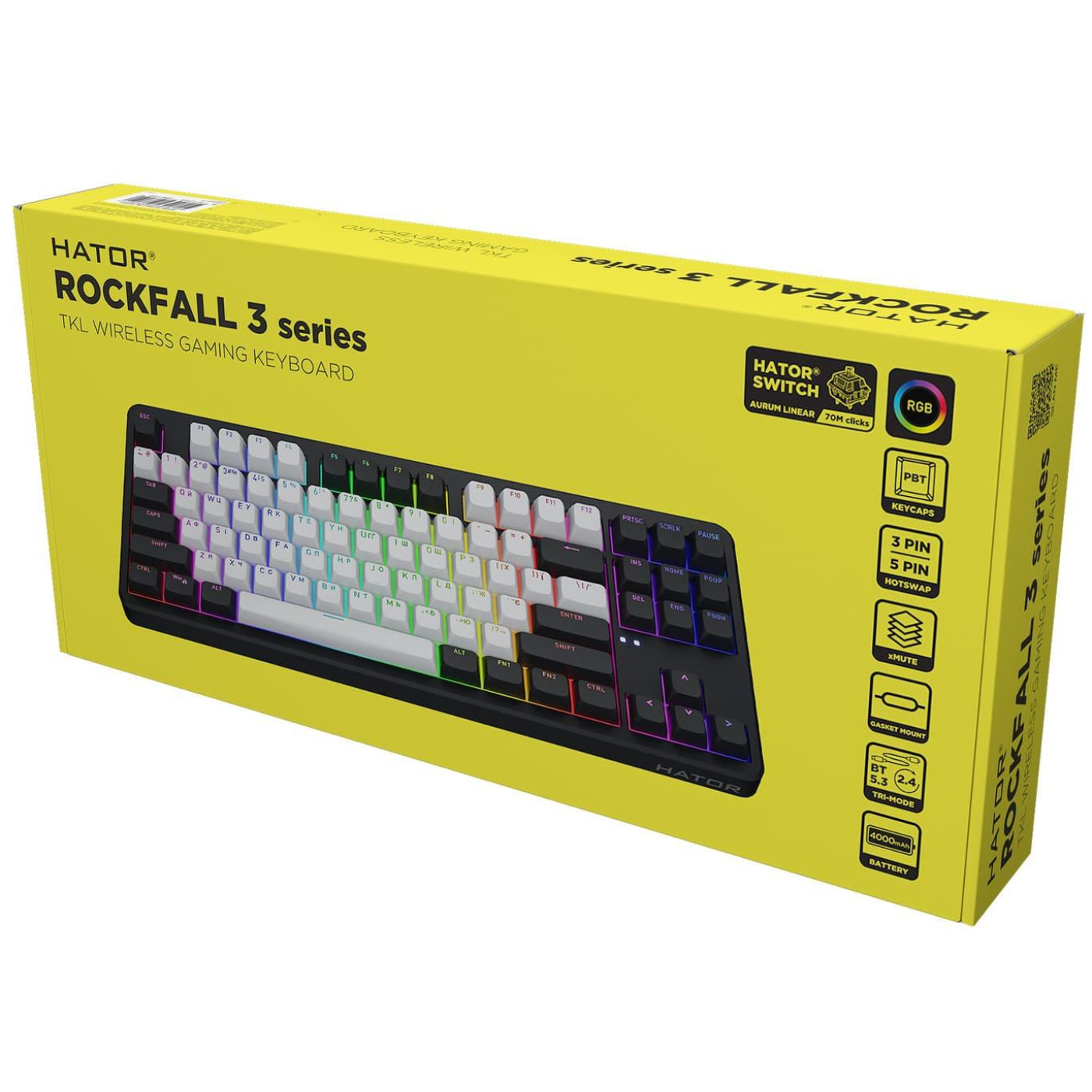 Клавиатура HATOR Rockfall 3 Mecha TKL Wireless Orange Black (HTK850UA) U1