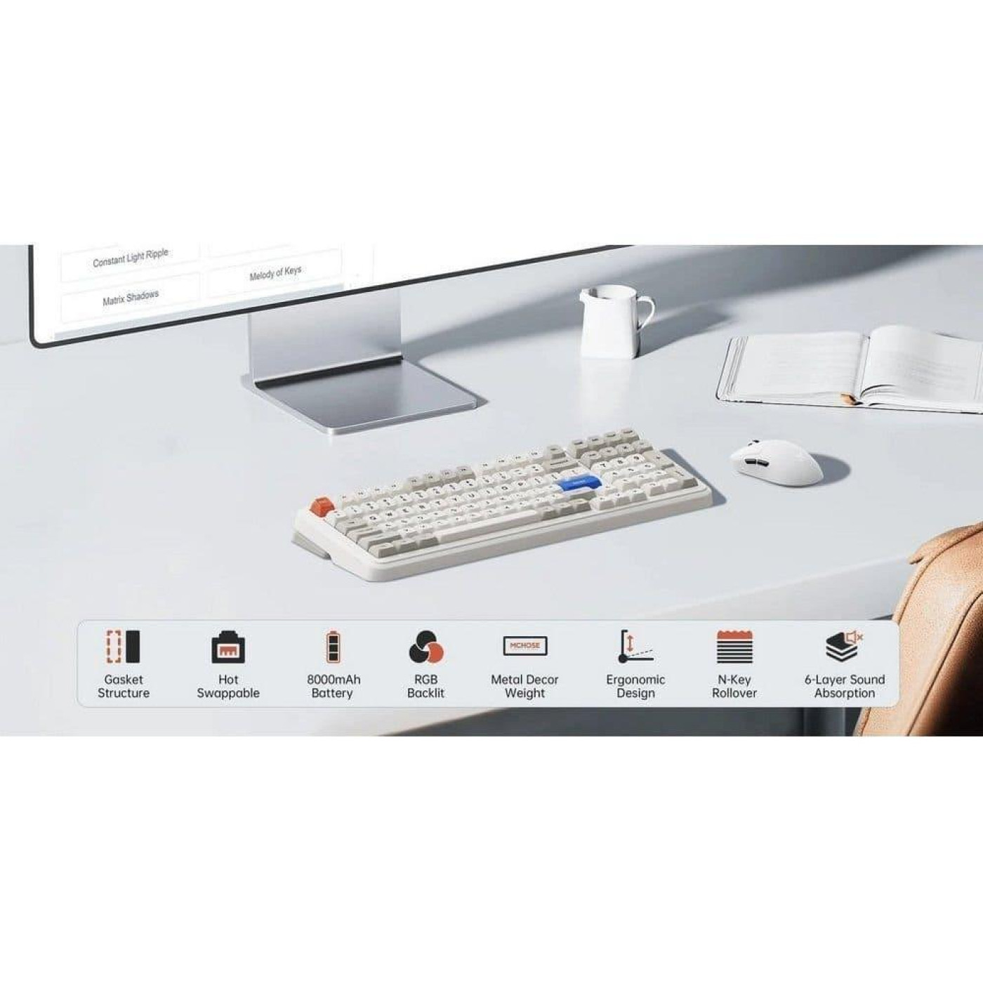 Клавиатура MCHOSE K99 V2 RGB Mechanical Icy Creamsicle Switch Wireless (MC-K99V2-4) Sky Blue (G-000003615)