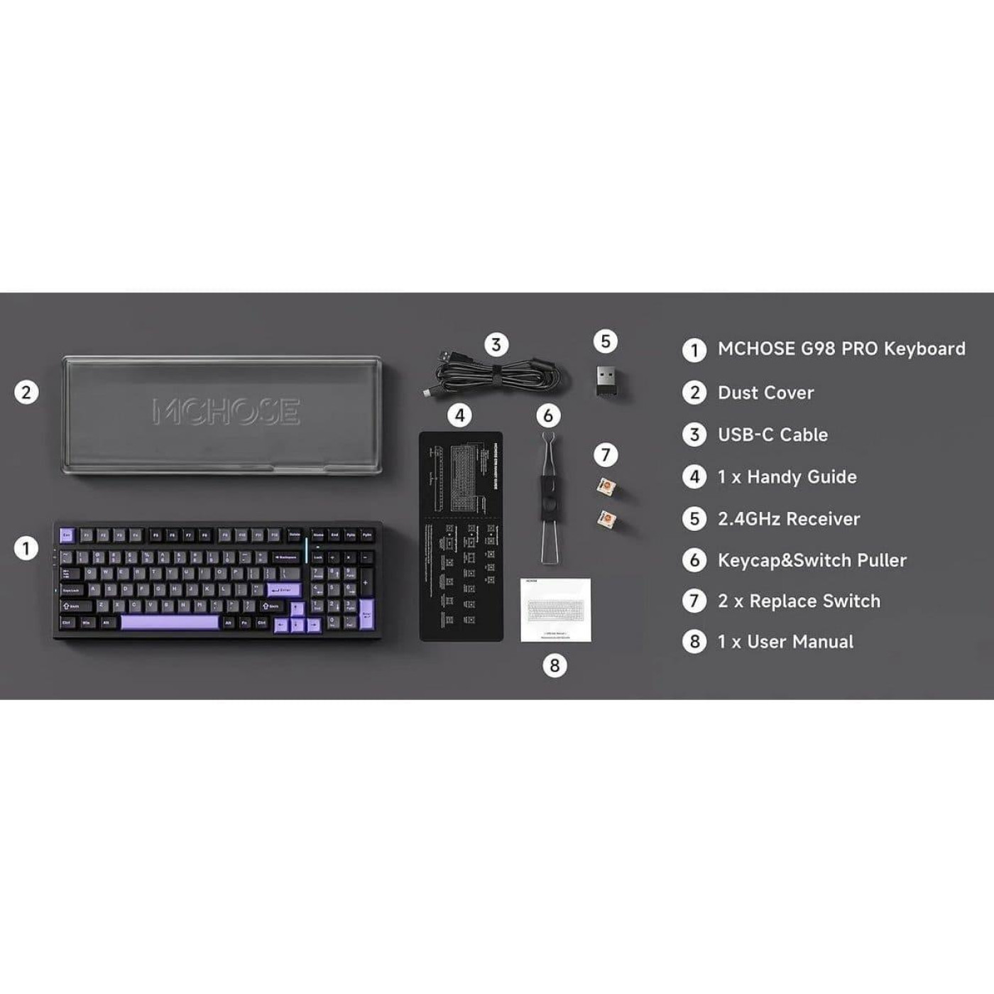 Клавиатура MCHOSE G98 Pro RGB Mechanical Flame Orange Switch Wireless (MC-G98S-5) Black (G-000003843)