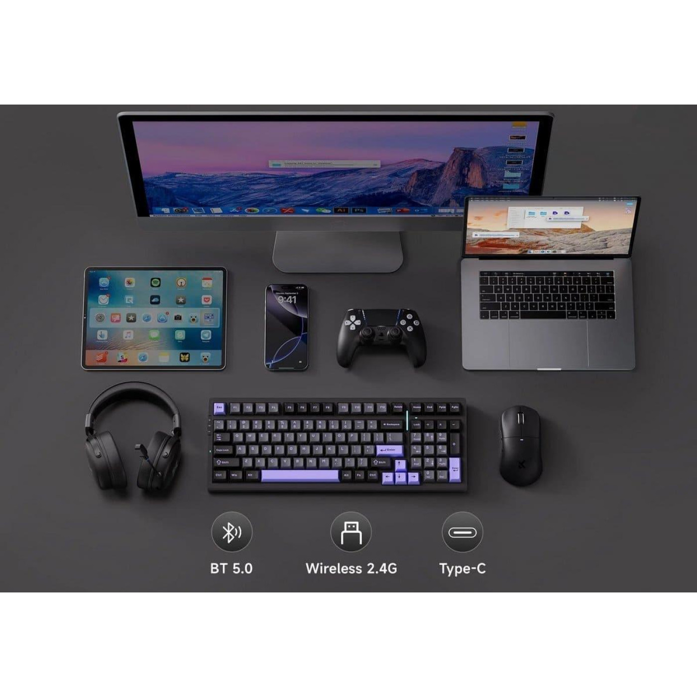 Клавиатура MCHOSE G98 Pro RGB Mechanical Flame Orange Switch Wireless (MC-G98S-5) Black (G-000003843)