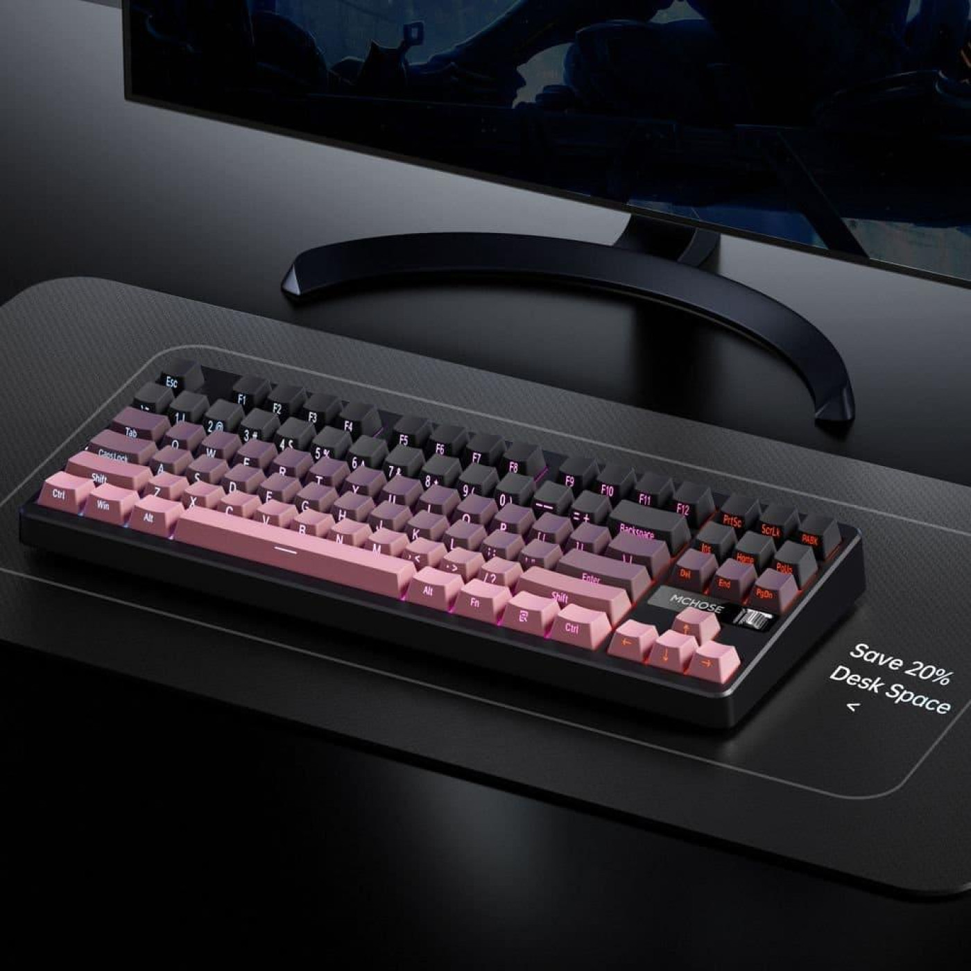Клавиатура MCHOSE G87 RGB Mechanical Matcha Latte Switch V2 Wireless (MC-G87-17) Black/Pink (G-000003611)