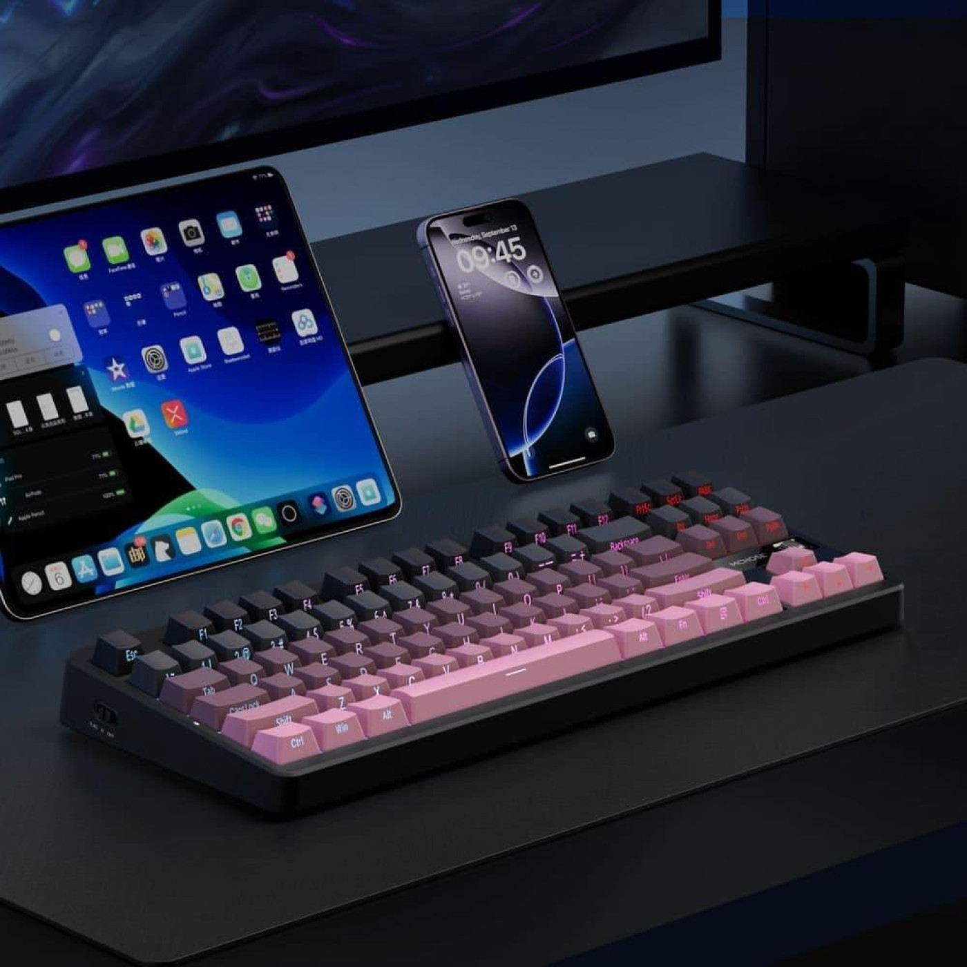 Клавиатура MCHOSE G87 RGB Mechanical Matcha Latte Switch V2 Wireless (MC-G87-17) Black/Pink (G-000003611)