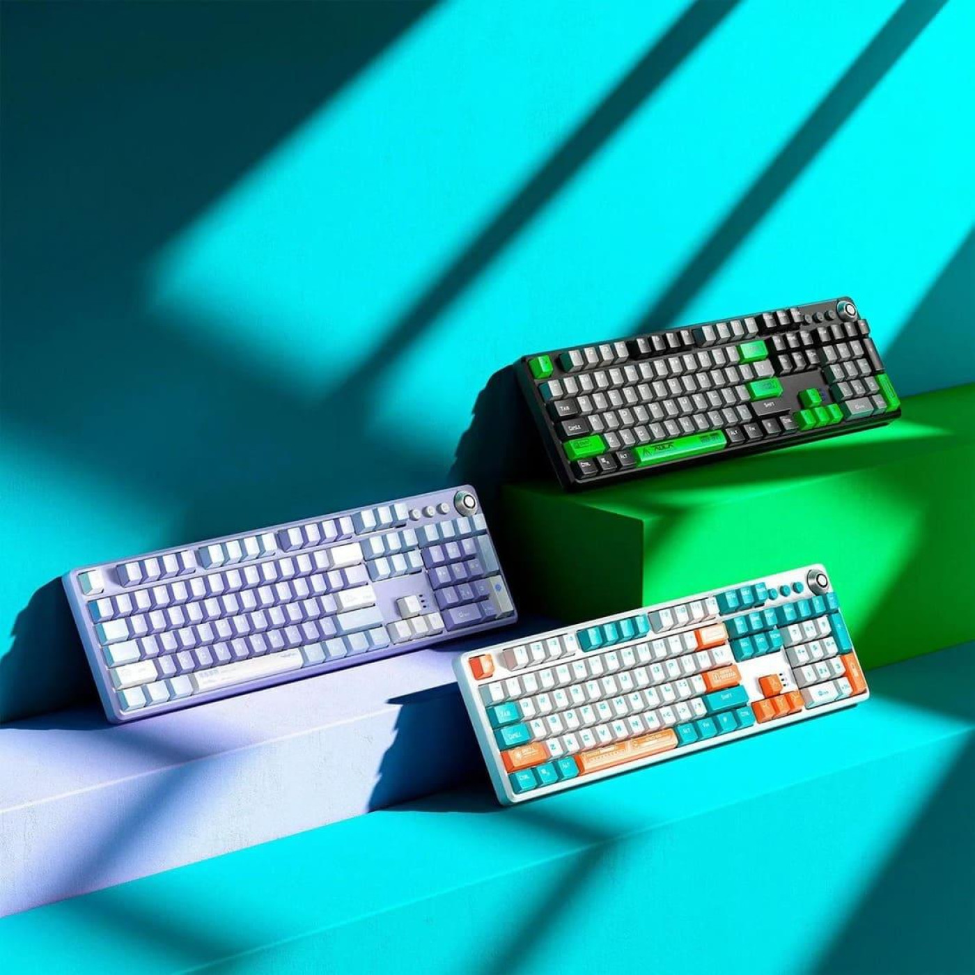 Клавиатура Aula F2088 PRO White/white, plus 9 Purple keys KRGD blue EN/UA (6948391234915)