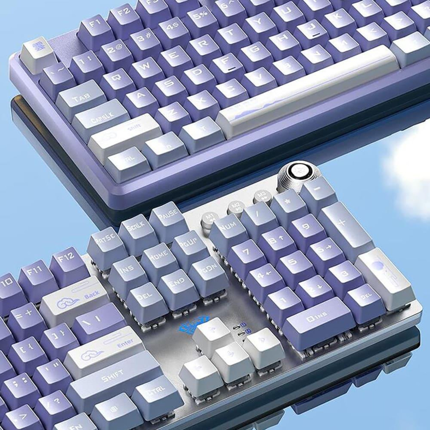 Клавиатура Aula F2088 PRO White/white, plus 9 Purple keys KRGD blue EN/UA (6948391234915)