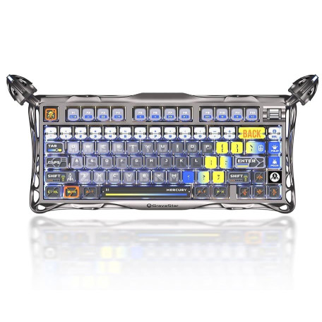 Клавіатура GravaStar Mercury K1 Pro 80keys Kailh Speedy Mint BT/WL/USB RGB Interstellar Silver (GSK1PRO_S_CGRY)