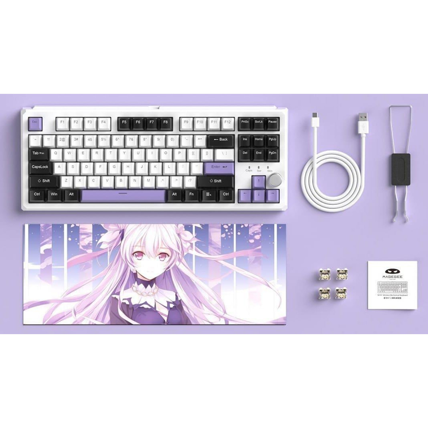 Клавиатура MageGee SKY 87 RGB Ivory White Switch Wireless (6971969728486-UA) Ice Purple (G-000003959)