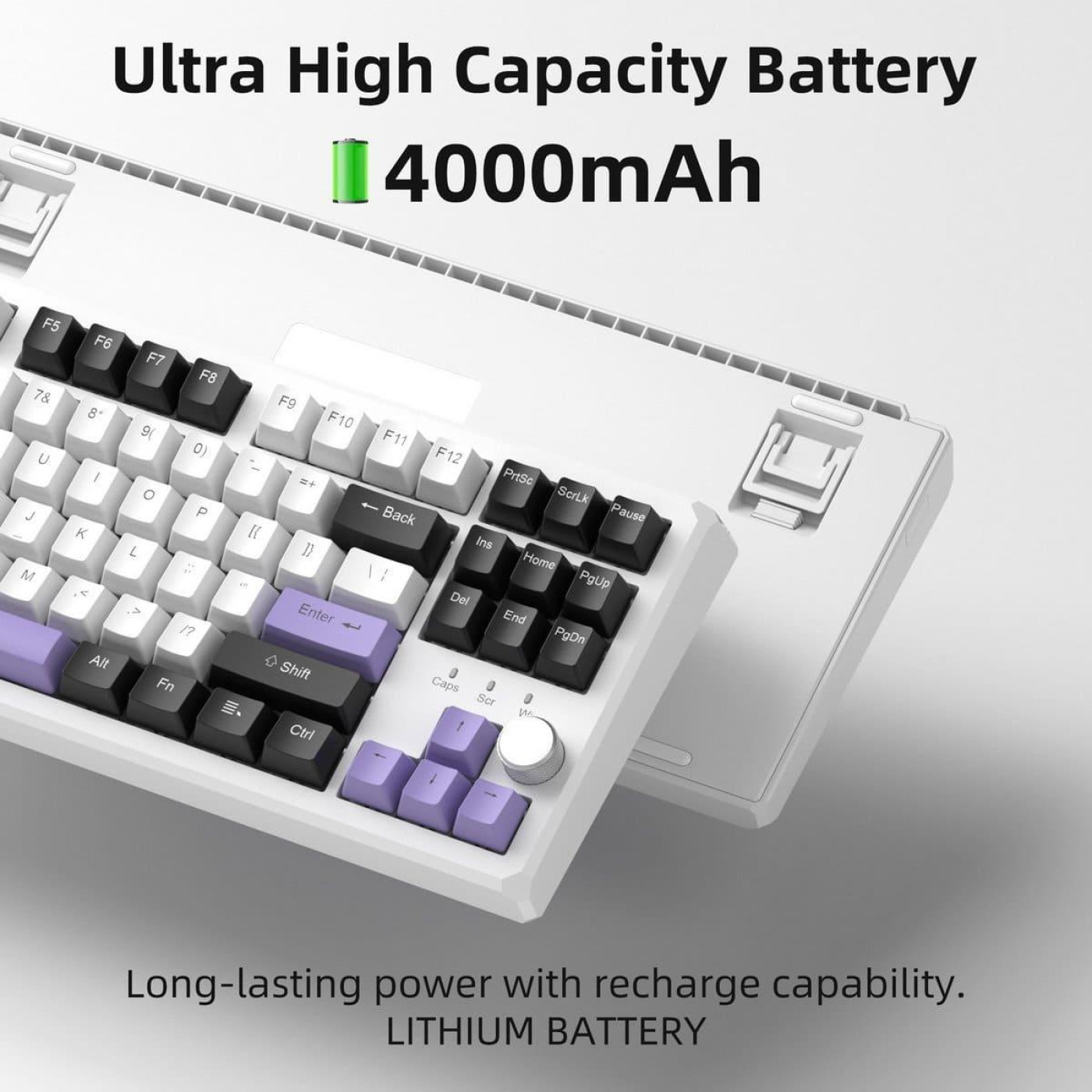 Клавиатура MageGee SKY 87 RGB Ivory White Switch Wireless (6971969728486-UA) Ice Purple (G-000003959)