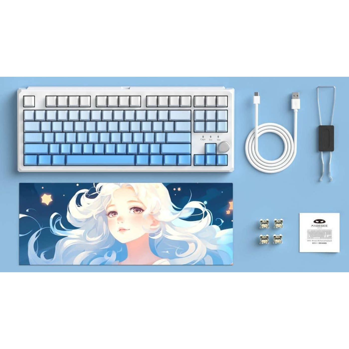 Клавиатура MageGee SKY 87 RGB Blue Whale Switch Wireless (6971969728509) White/Blue Gradient (G-000003958)