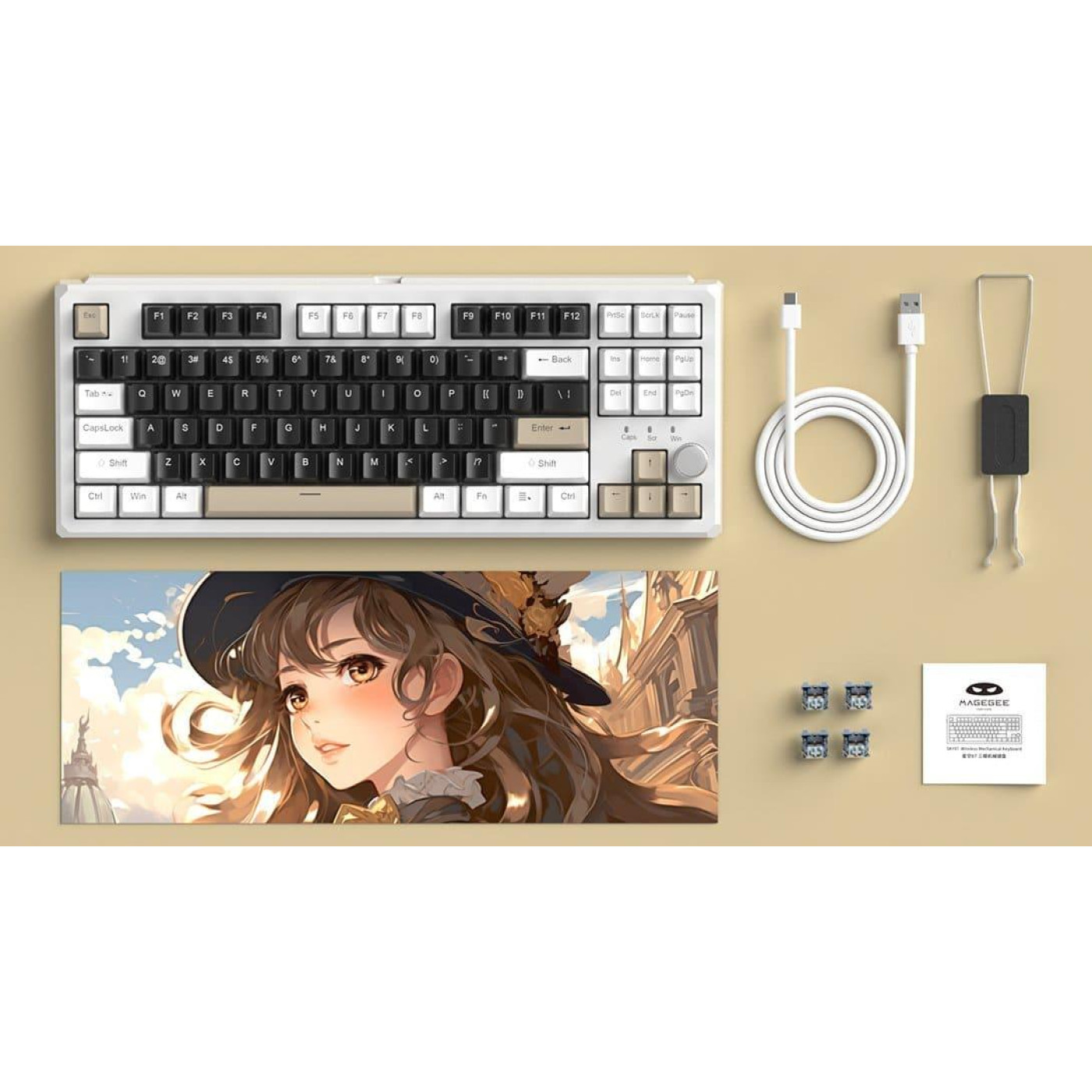 Клавиатура MageGee SKY 87 RGB Blue Whale Switch Wireless (6971969728493-UA) Mocha Brown (G-000003957)