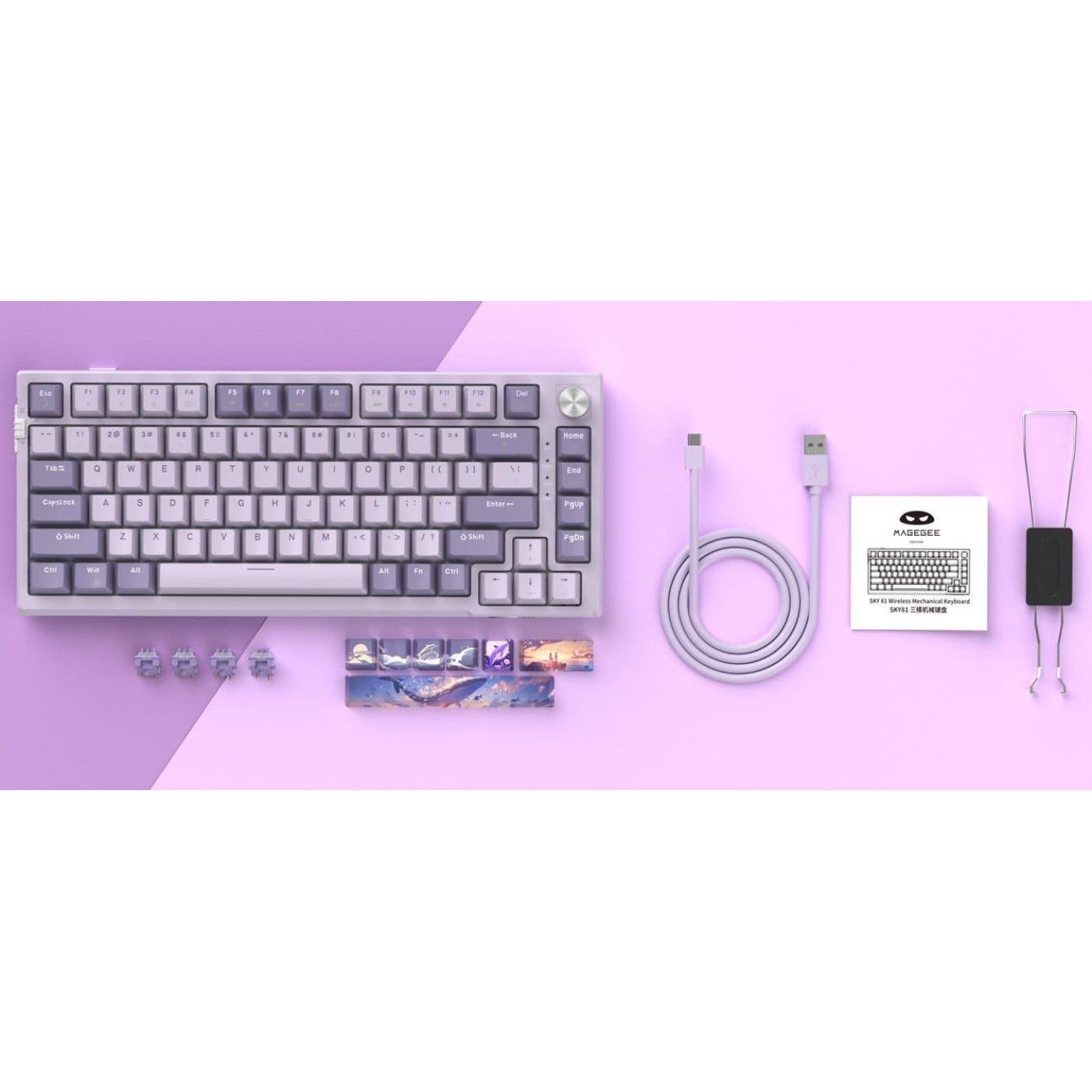 Клавиатура MageGee SKY 81 RGB Violet Switch Wireless (6971969728165-UA) Violet (G-000003956)