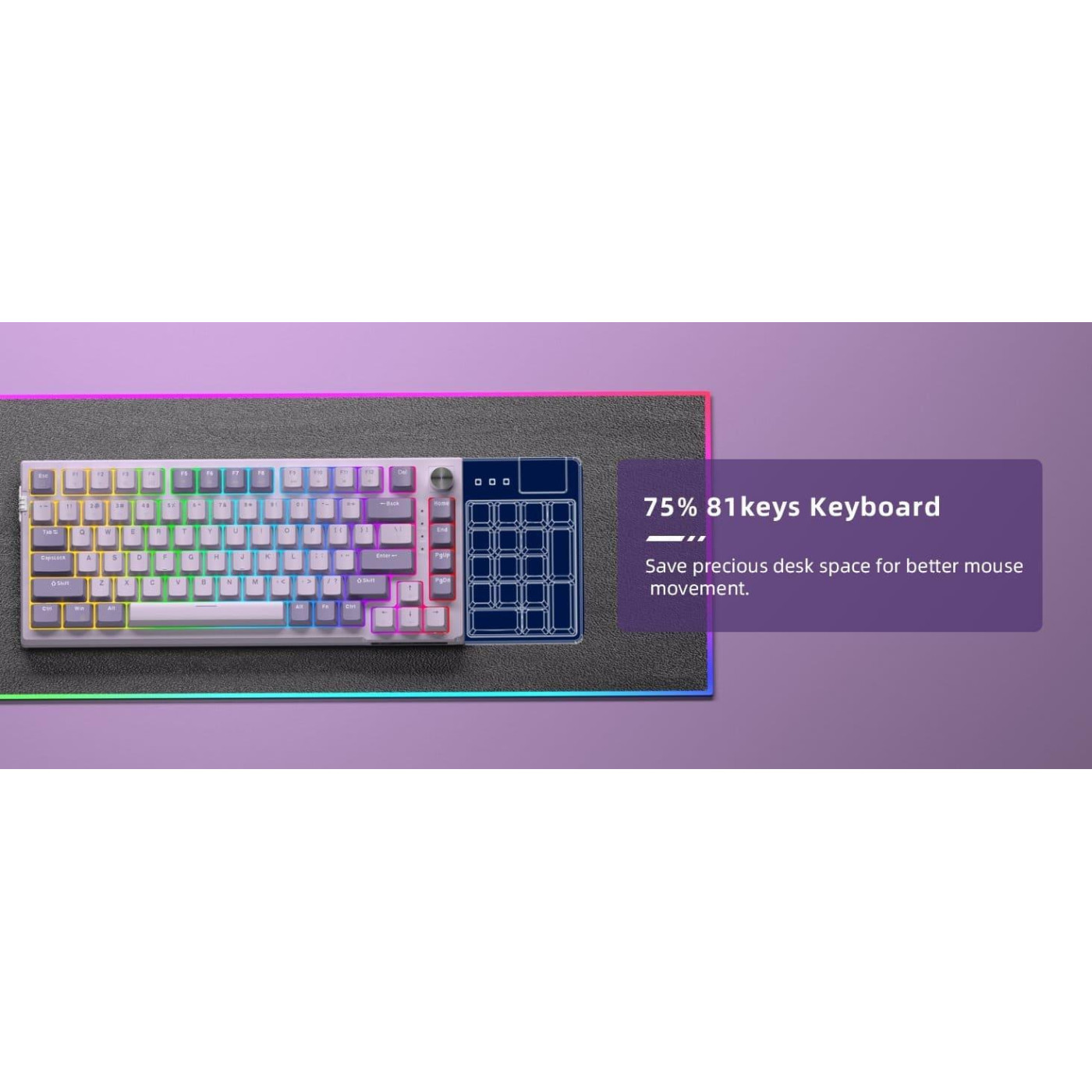 Клавиатура MageGee SKY 81 RGB Violet Switch Wireless (6971969728165-UA) Violet (G-000003956)