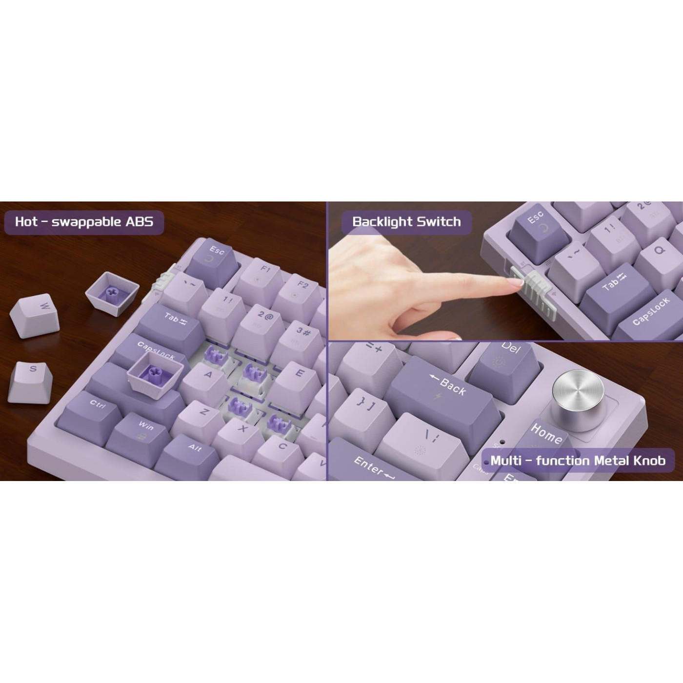 Клавиатура MageGee SKY 81 RGB Violet Switch Wireless (6971969728165-UA) Violet (G-000003956)