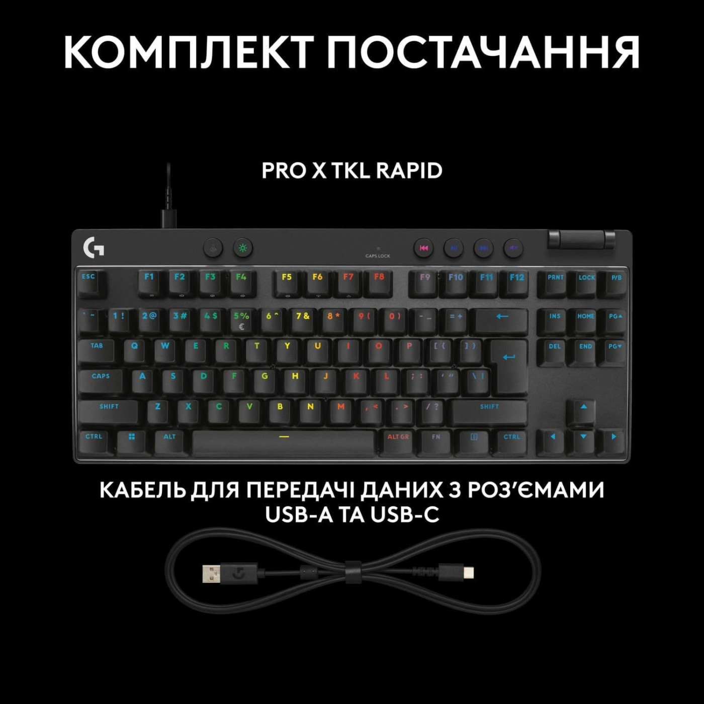 Клавиатура Logitech G PRO X TKL RAPID Gaming (L920-013233) Black (920-013233)