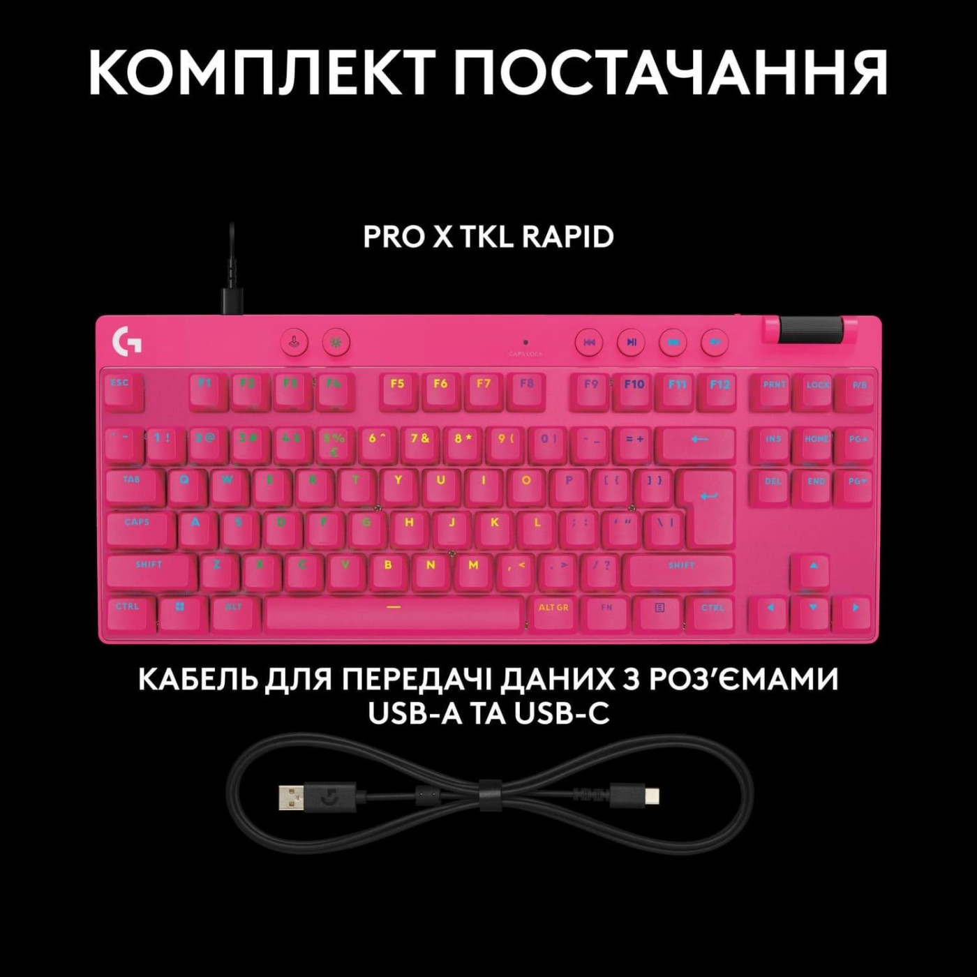 Клавіатура Logitech G PRO X TKL RAPID Gaming Magenta (L920-013253)
