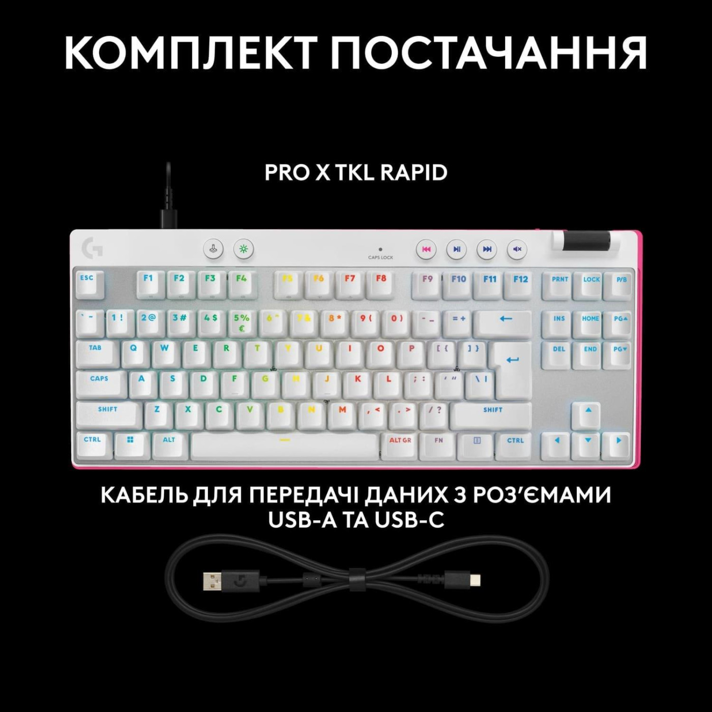 Клавиатура Logitech G PRO X TKL RAPID Gaming White (920-013242)