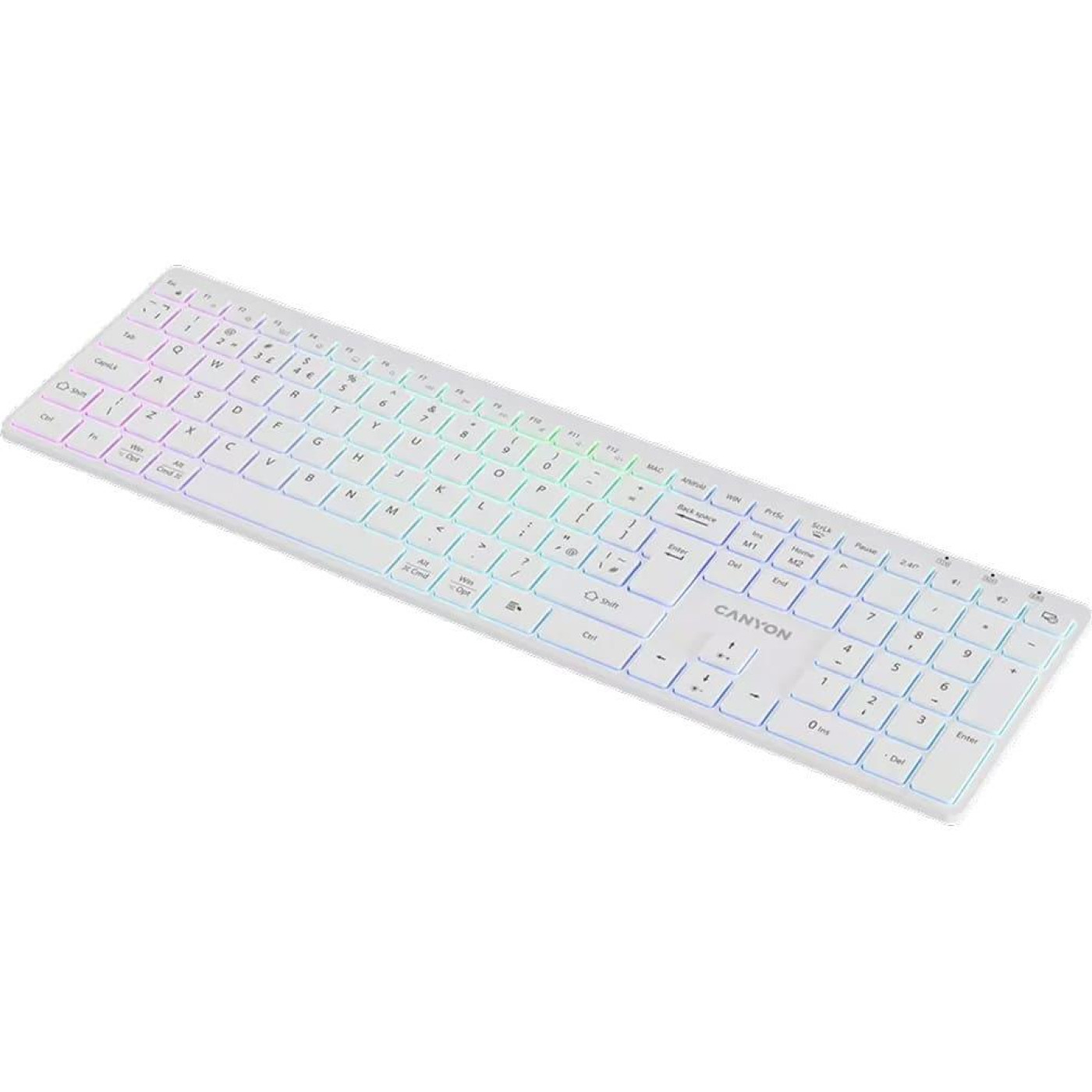Клавіатура Canyon HKB-W11 UK/US RGB Dual Mode Wireless White (CNS-HBTK11W)