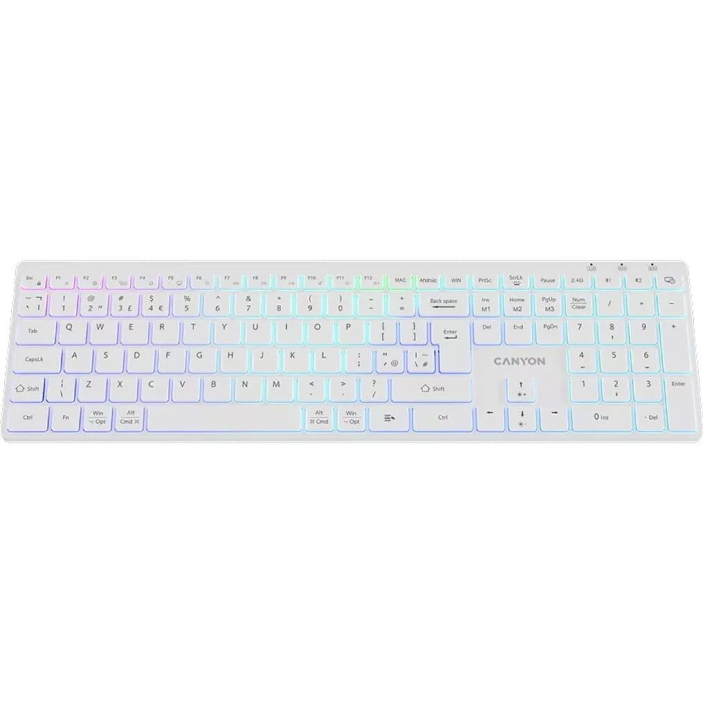 Клавіатура Canyon HKB-W11 UK/US RGB Dual Mode Wireless White (CNS-HBTK11W)