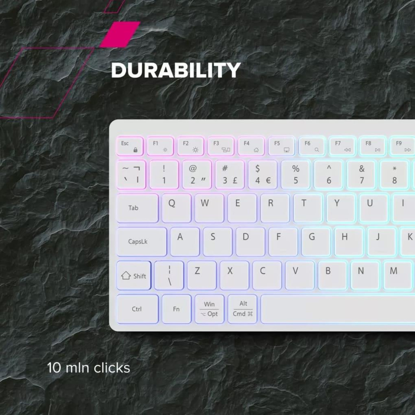 Клавіатура Canyon HKB-W11 UK/US RGB Dual Mode Wireless White (CNS-HBTK11W)