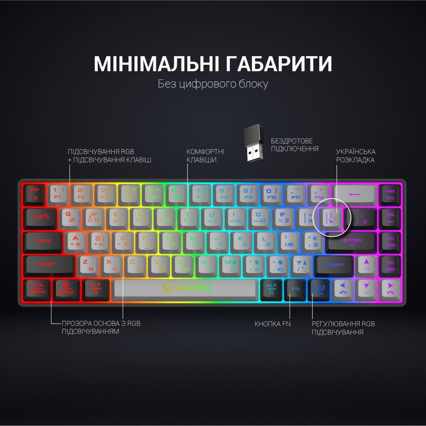 Клавиатура GamePro GK935 RGB Wireless Black (GK935)