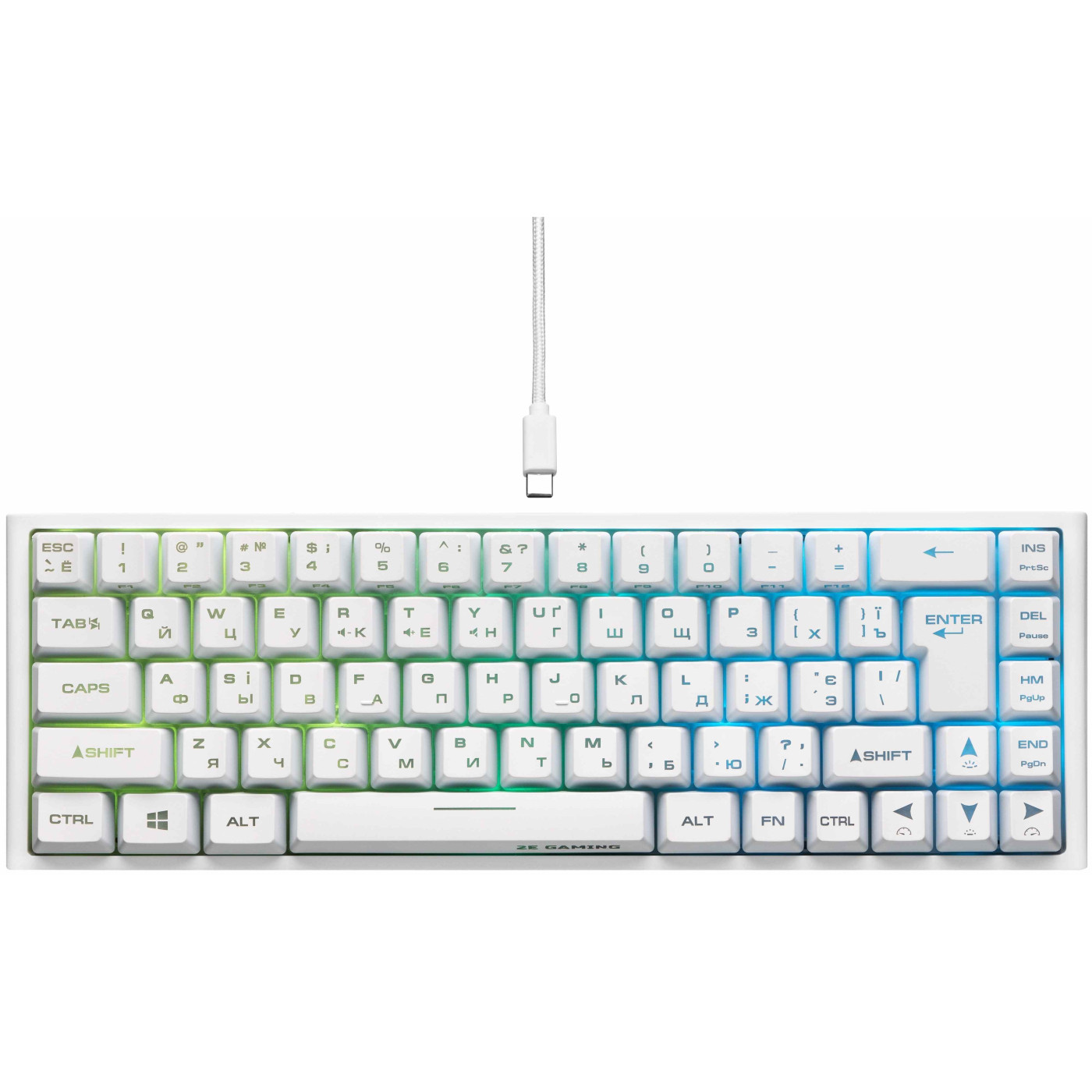 Клавиатура 2E Gaming KG350 RGB 68key USB White (2E-KG350UWT)