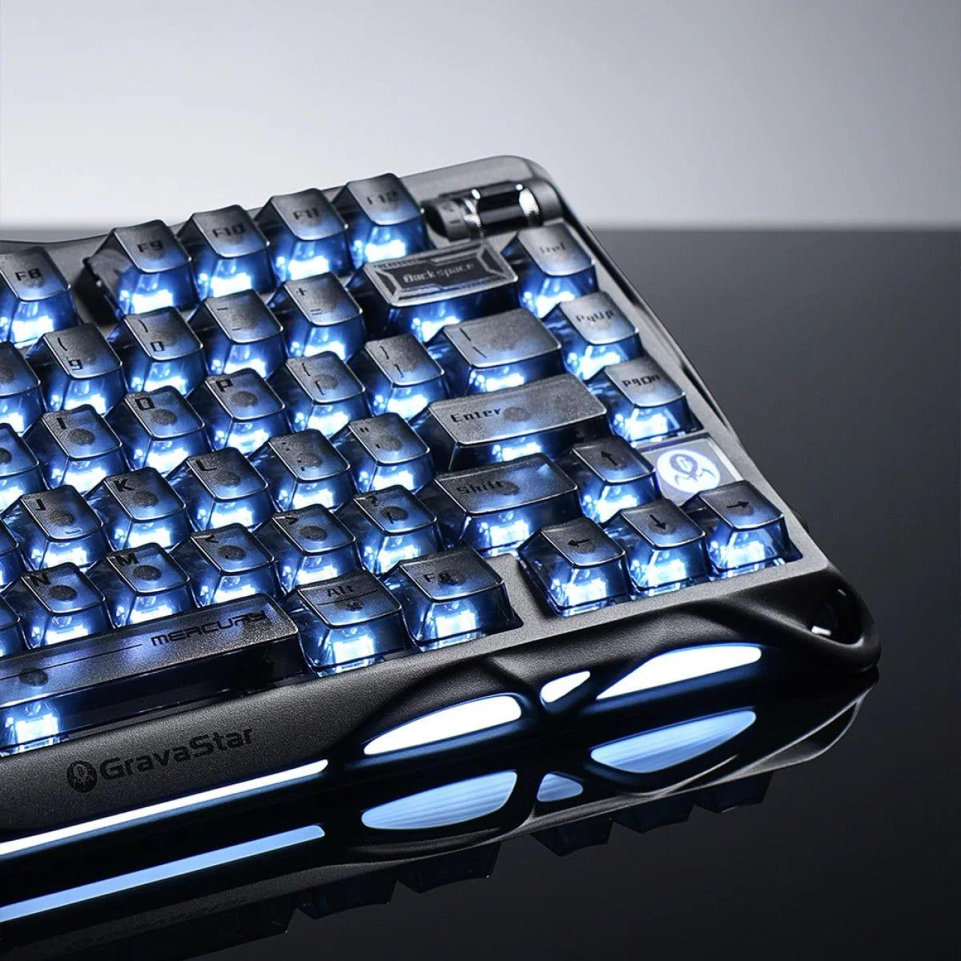 Клавіатура GravaStar Mercury K1 80keys Kailh Cheery Pink EN BT/WL/USB Stealth Black (GSK1_XTAL_BLK)