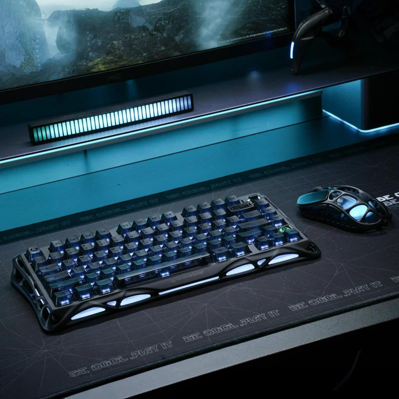 Клавіатура GravaStar Mercury K1 80keys Kailh Cheery Pink EN BT/WL/USB Stealth Black (GSK1_XTAL_BLK)