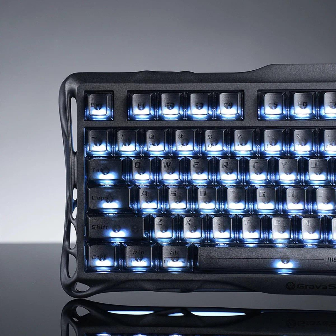 Клавіатура GravaStar Mercury K1 80keys Kailh Cheery Pink EN BT/WL/USB Stealth Black (GSK1_XTAL_BLK)