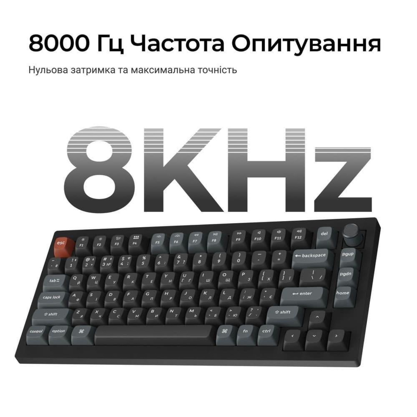 Клавіатура Keychron V1 Ultra Red Switch Black RGB (V1U-D1-UA)