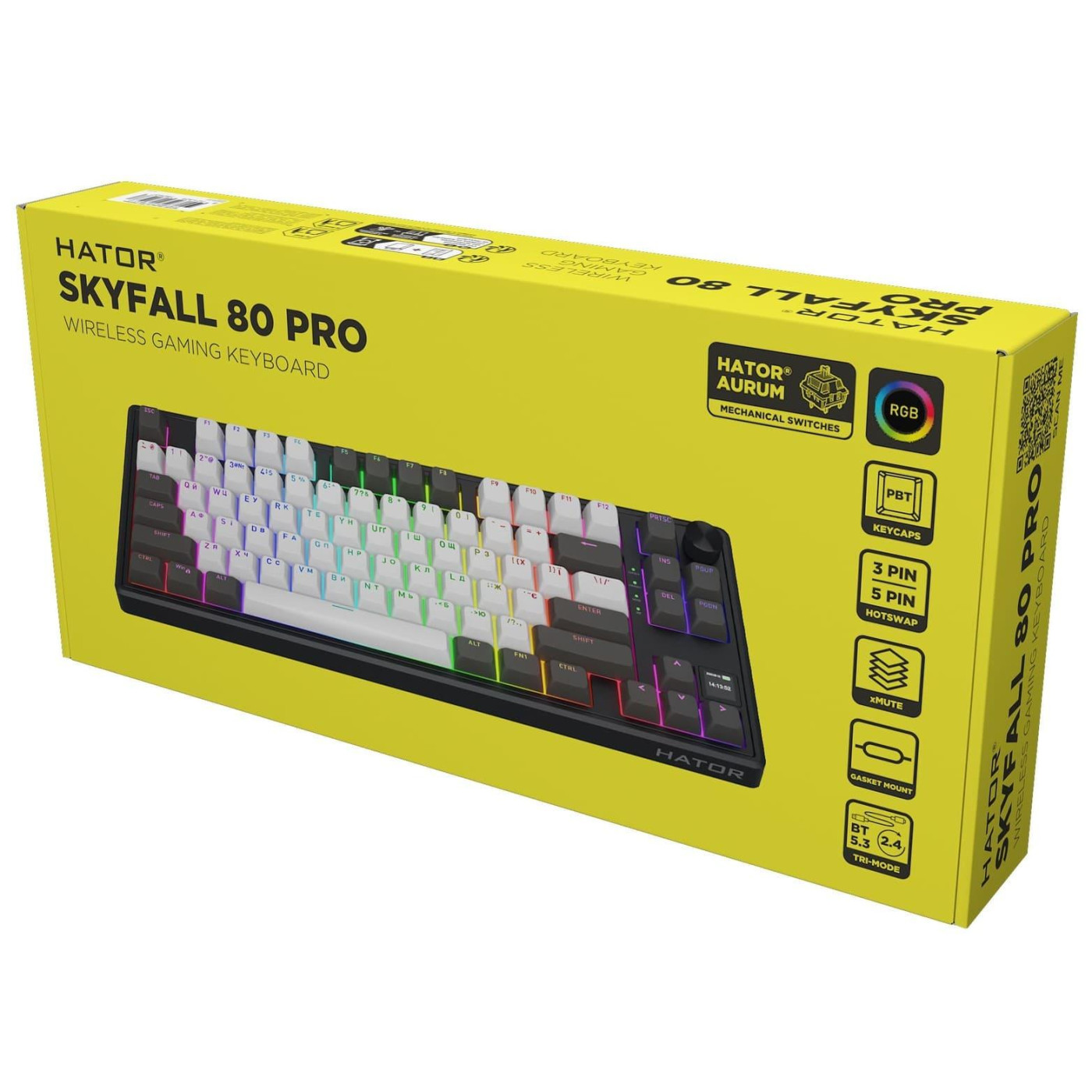 Клавіатура HATOR Skyfall 80 PRO Wireless Silent Switches Grey Black (HTK4180UA) U1