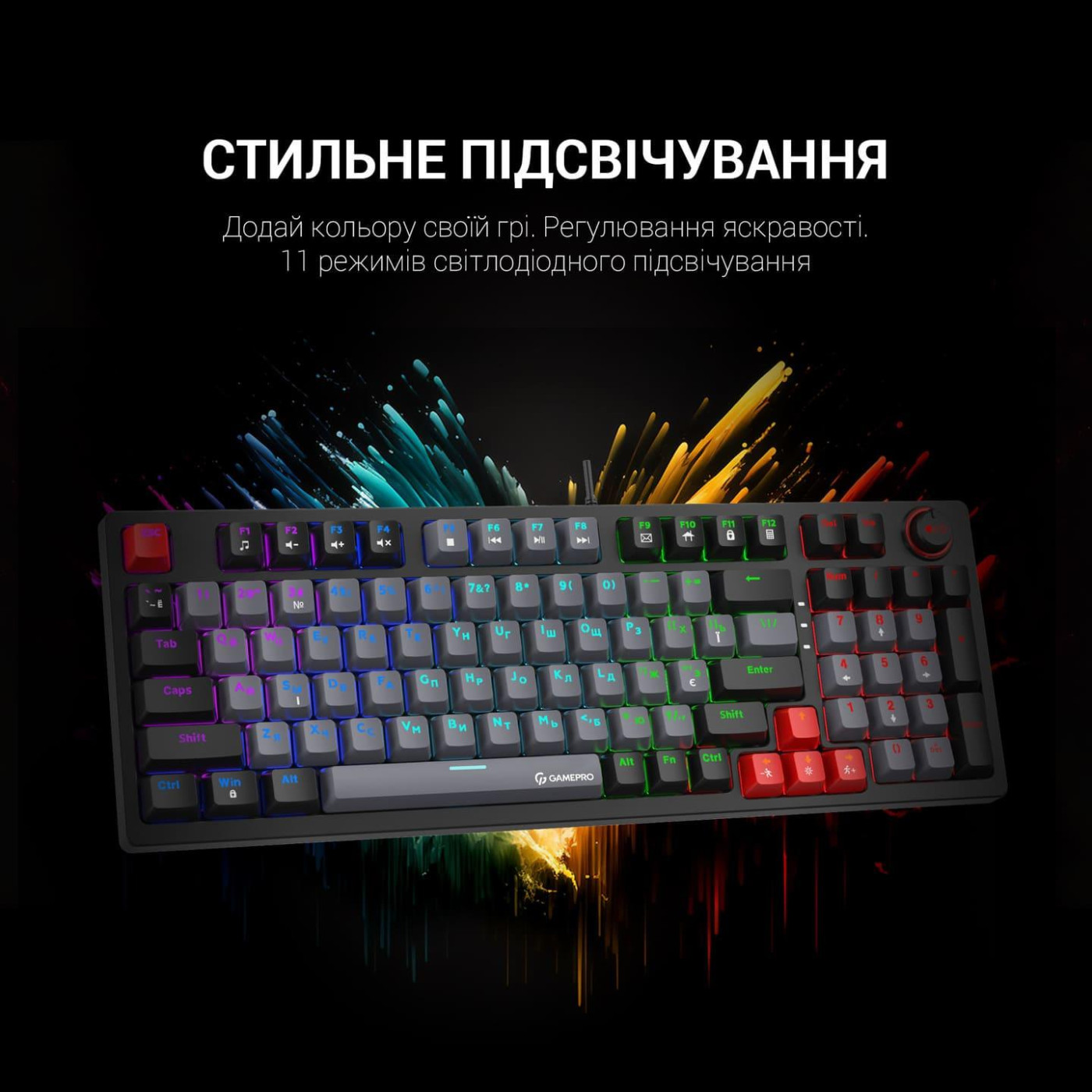 Клавиатура GamePro MK120R Red Switch RGB USB Black (MK120R)
