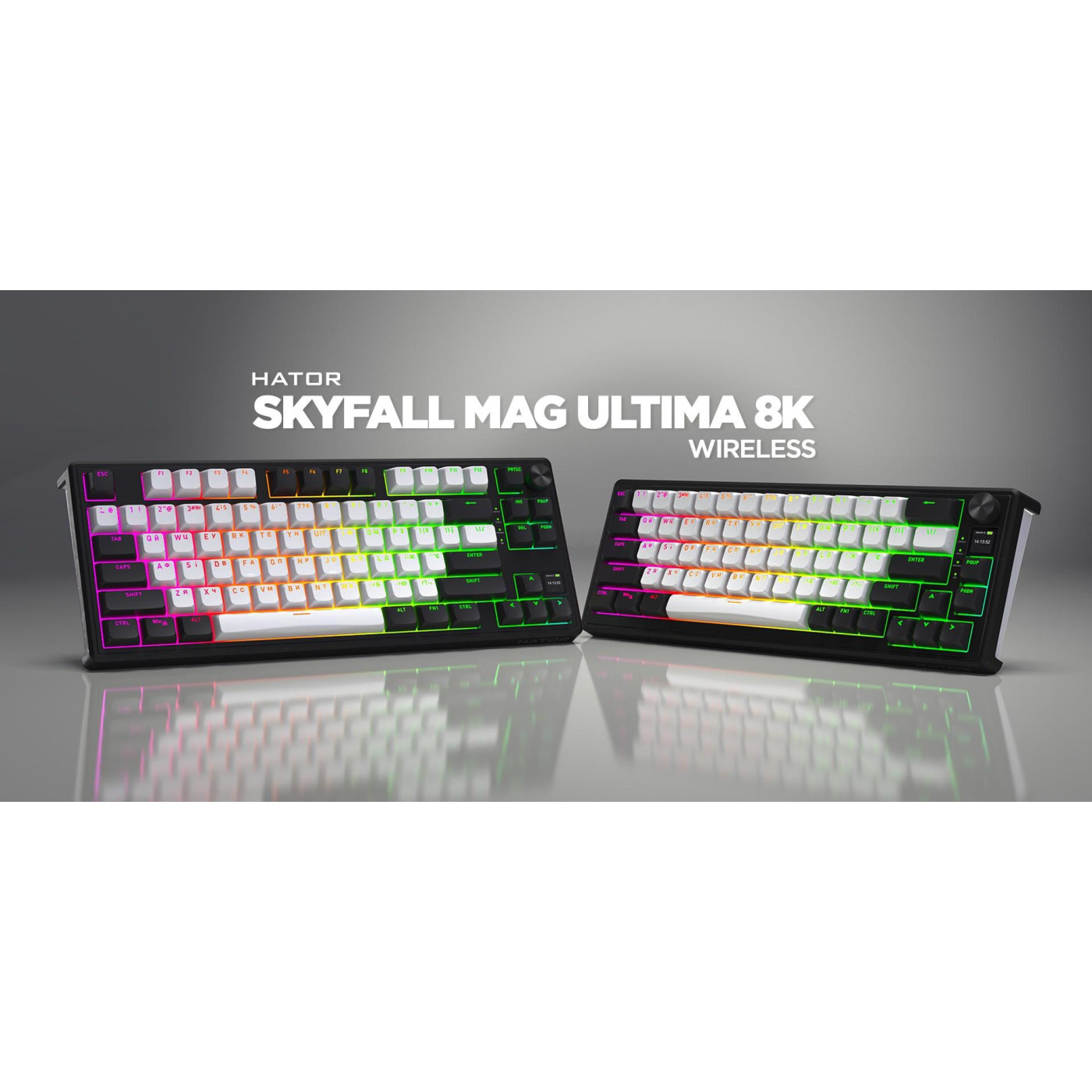 Клавіатура HATOR Skyfall 80 MAG ULTIMA 8K Magnetic Wireless US (Англ.) Black-White (HTK3880)