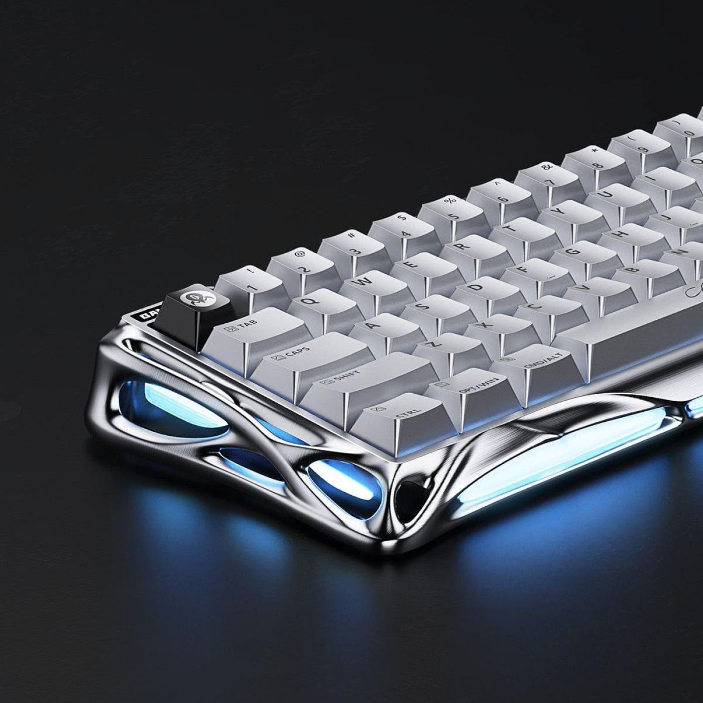 Клавіатура GravaStar Mercury V60 Pro 60keys Blackcore 8K USB-A RGB Chrome Silver (GSV60PRO_XTAL_SLV)
