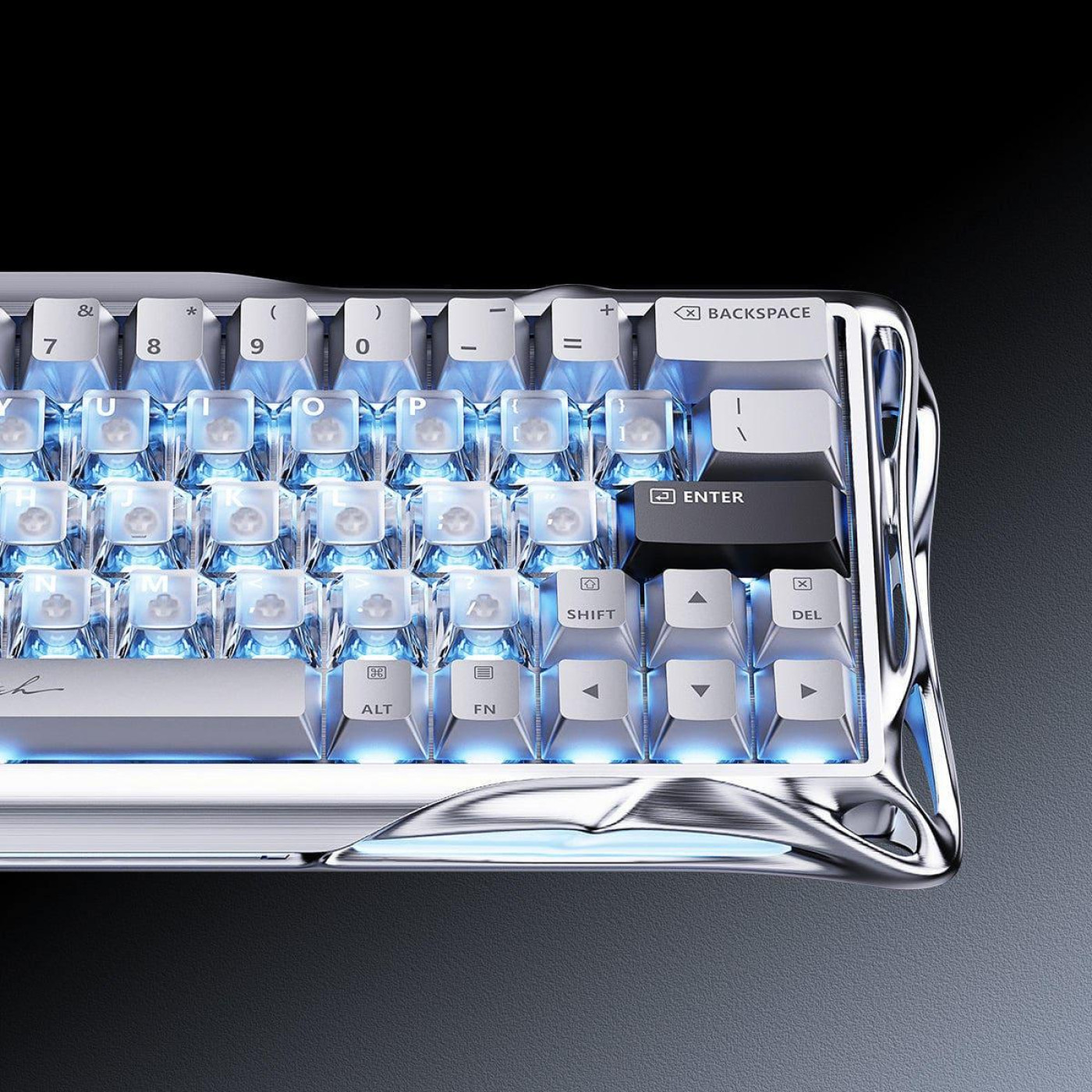 Клавіатура GravaStar Mercury V60 Pro 60keys Blackcore 8K USB-A RGB Chrome Silver (GSV60PRO_XTAL_SLV)