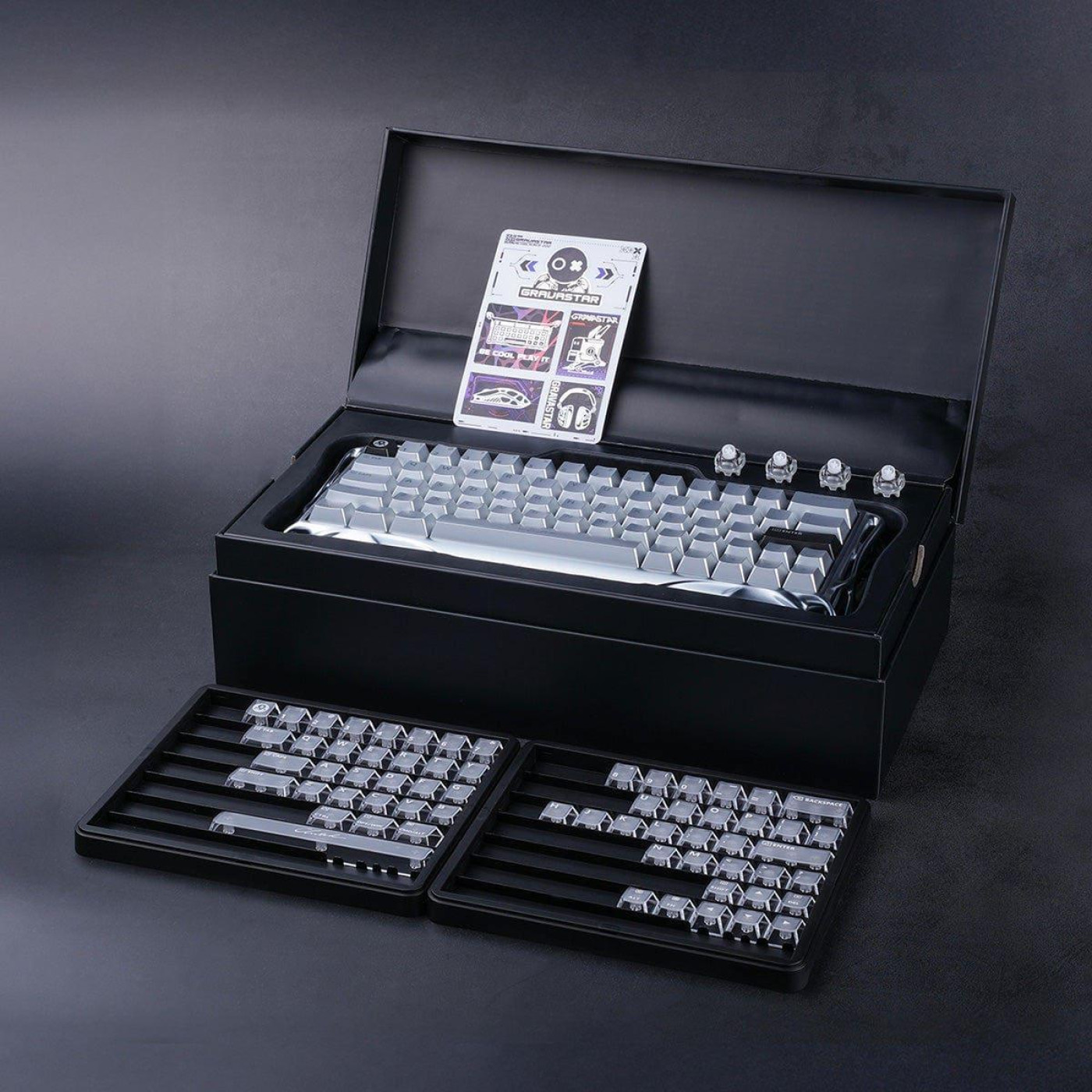 Клавіатура GravaStar Mercury V60 Pro 60keys Blackcore 8K USB-A RGB Chrome Silver (GSV60PRO_XTAL_SLV)