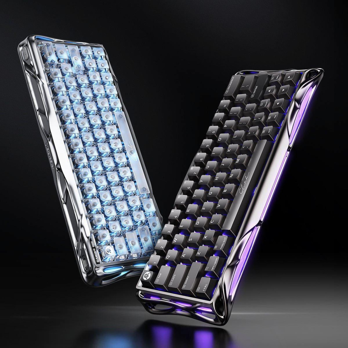 Клавіатура GravaStar Mercury V60 Pro 60keys Blackcore 8K USB-A RGB Interstellar Silver (GSV60PRO_XTAL_BLK)