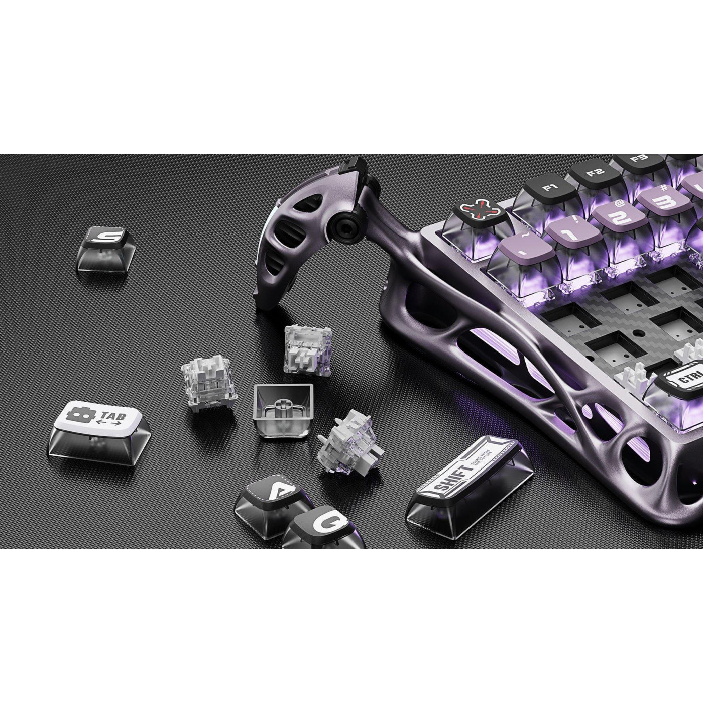 Клавиатура GravaStar Mercury V75 Pro 80keys Gateron Jade Gaming 8K USB-A RGB Iron Purple (GSV75PRO_PL)
