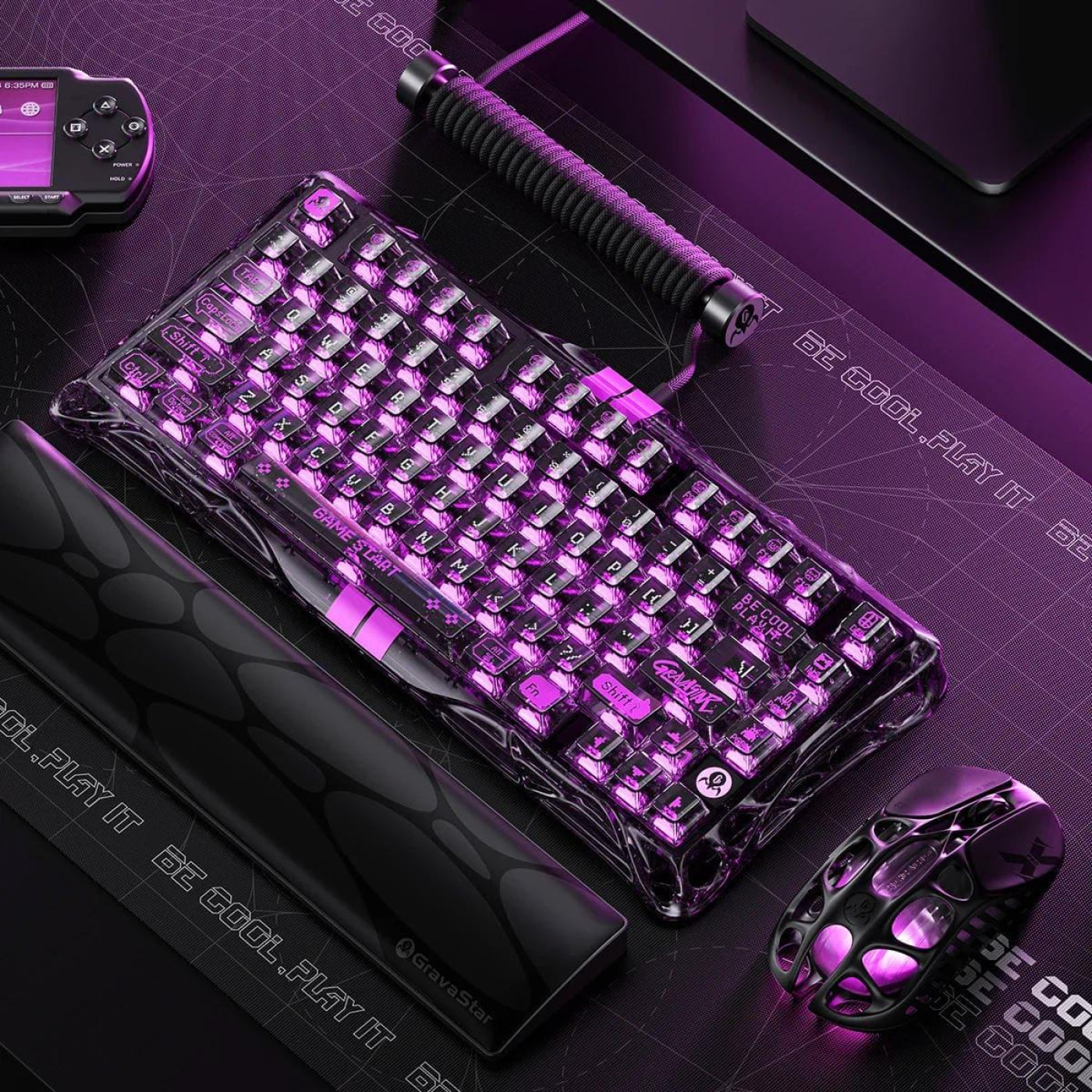 Клавиатура GravaStar Mercury K1 Lite 80keys BSUN Grey BT/WL/USB Transparent Black (GSV75LITE_XTAL_BLK)