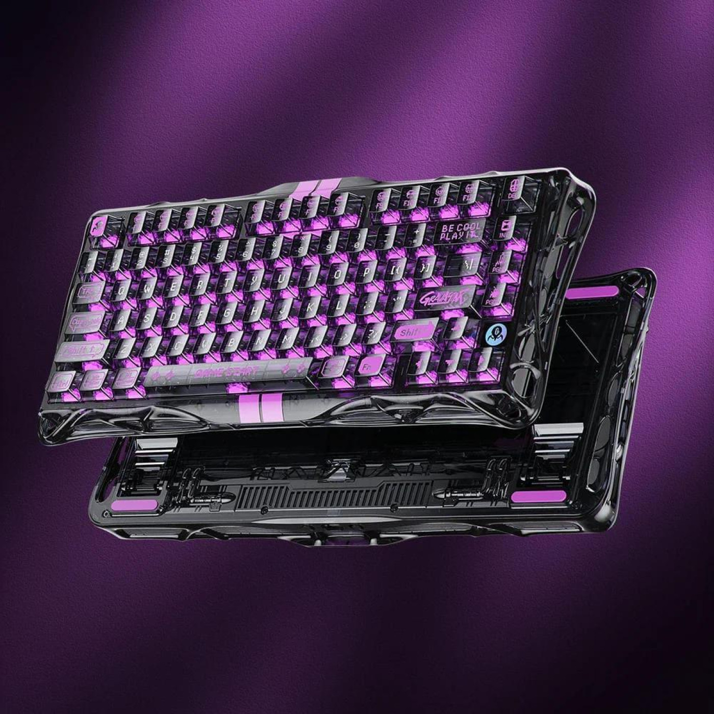 Клавиатура GravaStar Mercury K1 Lite 80keys BSUN Grey BT/WL/USB Transparent Black (GSV75LITE_XTAL_BLK)